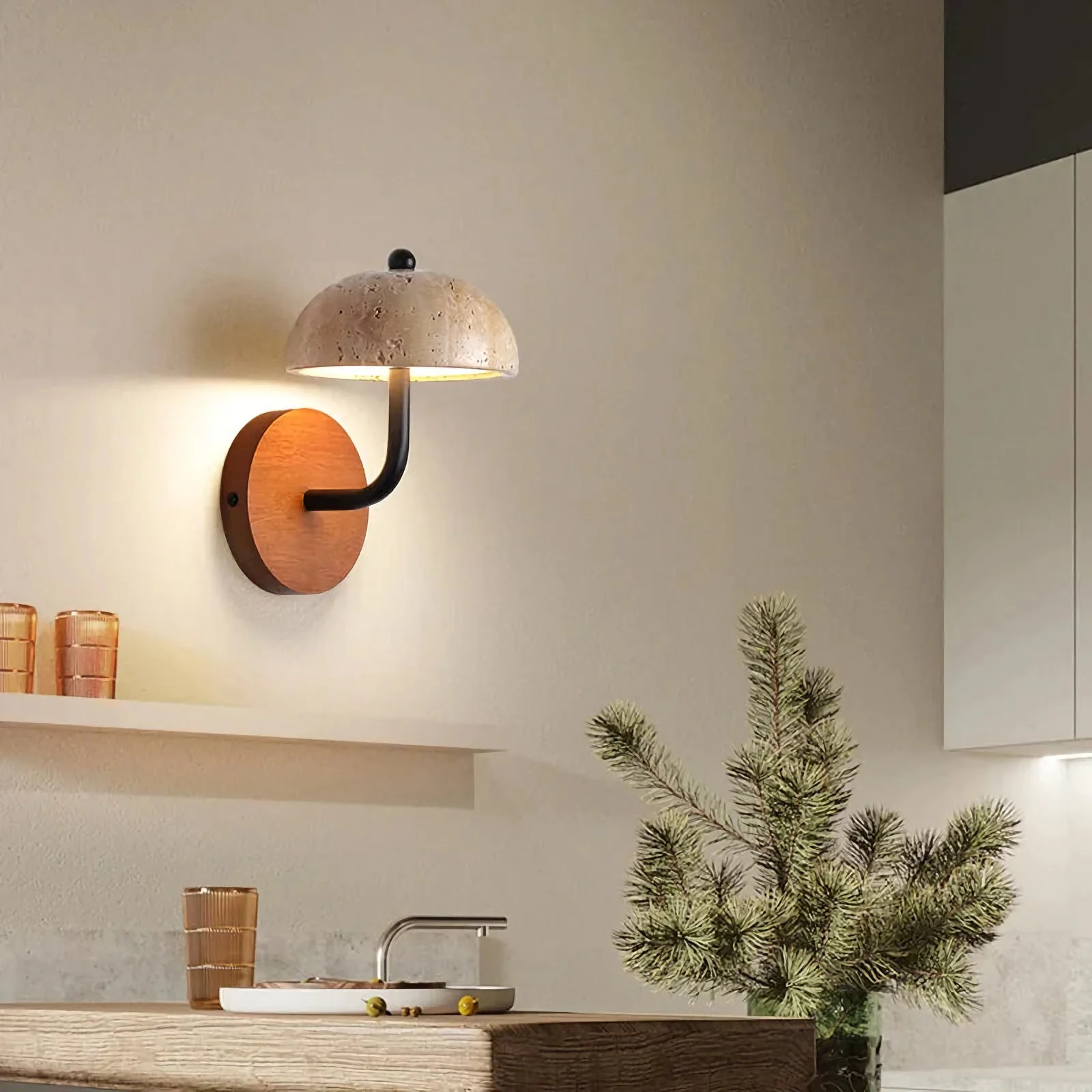 Mushroom Natural Stone Wall Lamp - Image 7