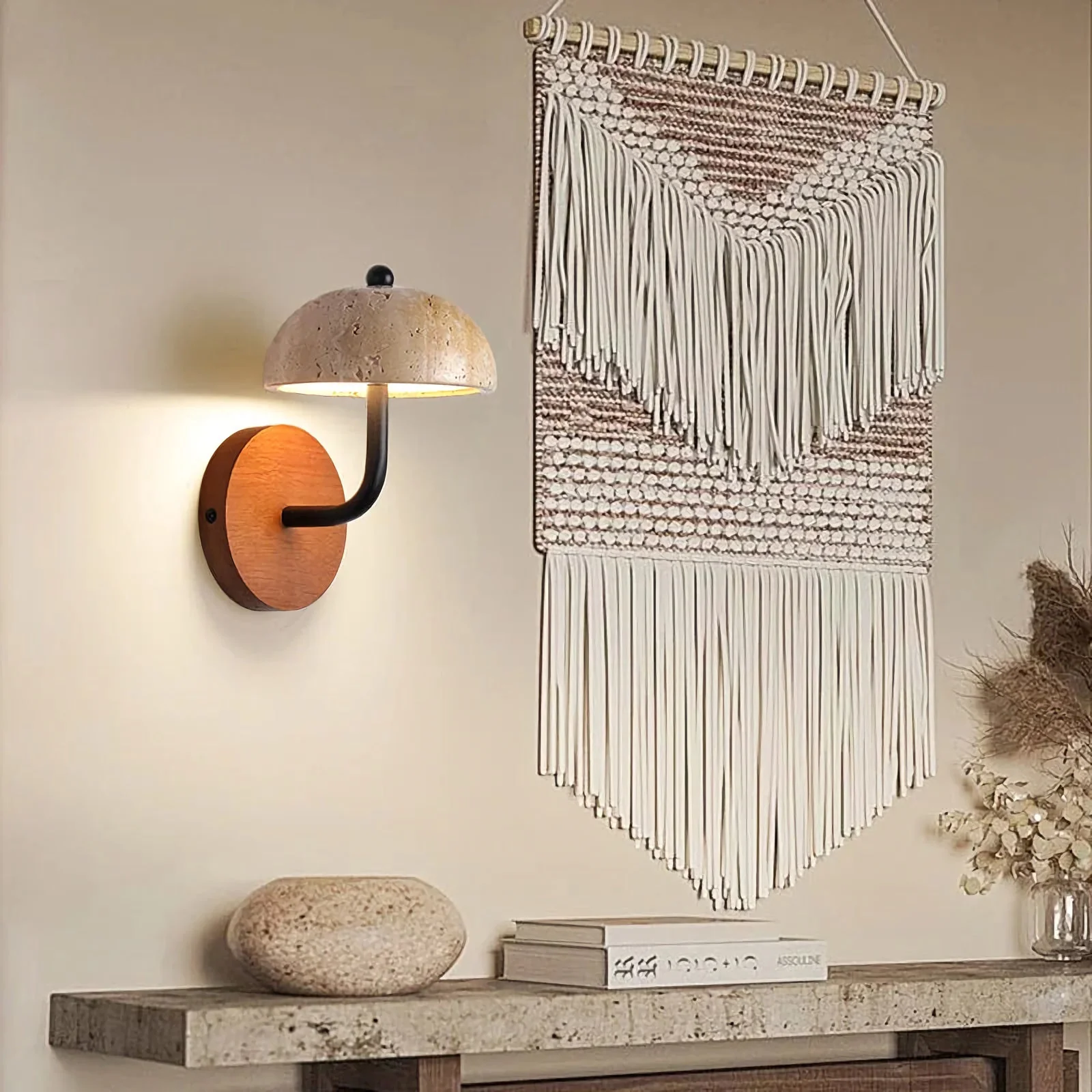 Mushroom Natural Stone Wall Lamp - Image 9