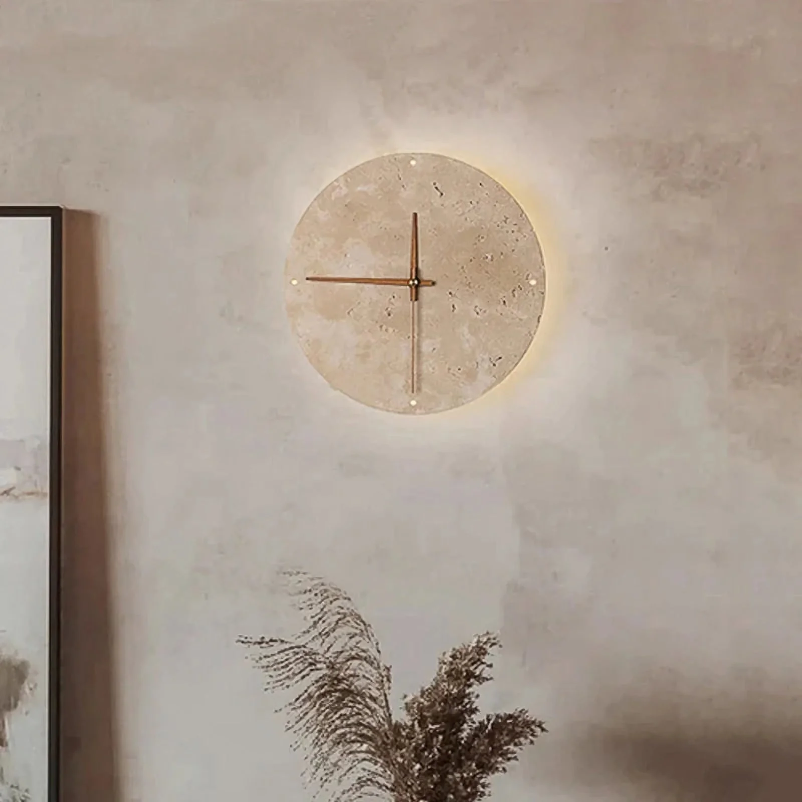 Natural Stone Clock Wall Lamp - Image 2