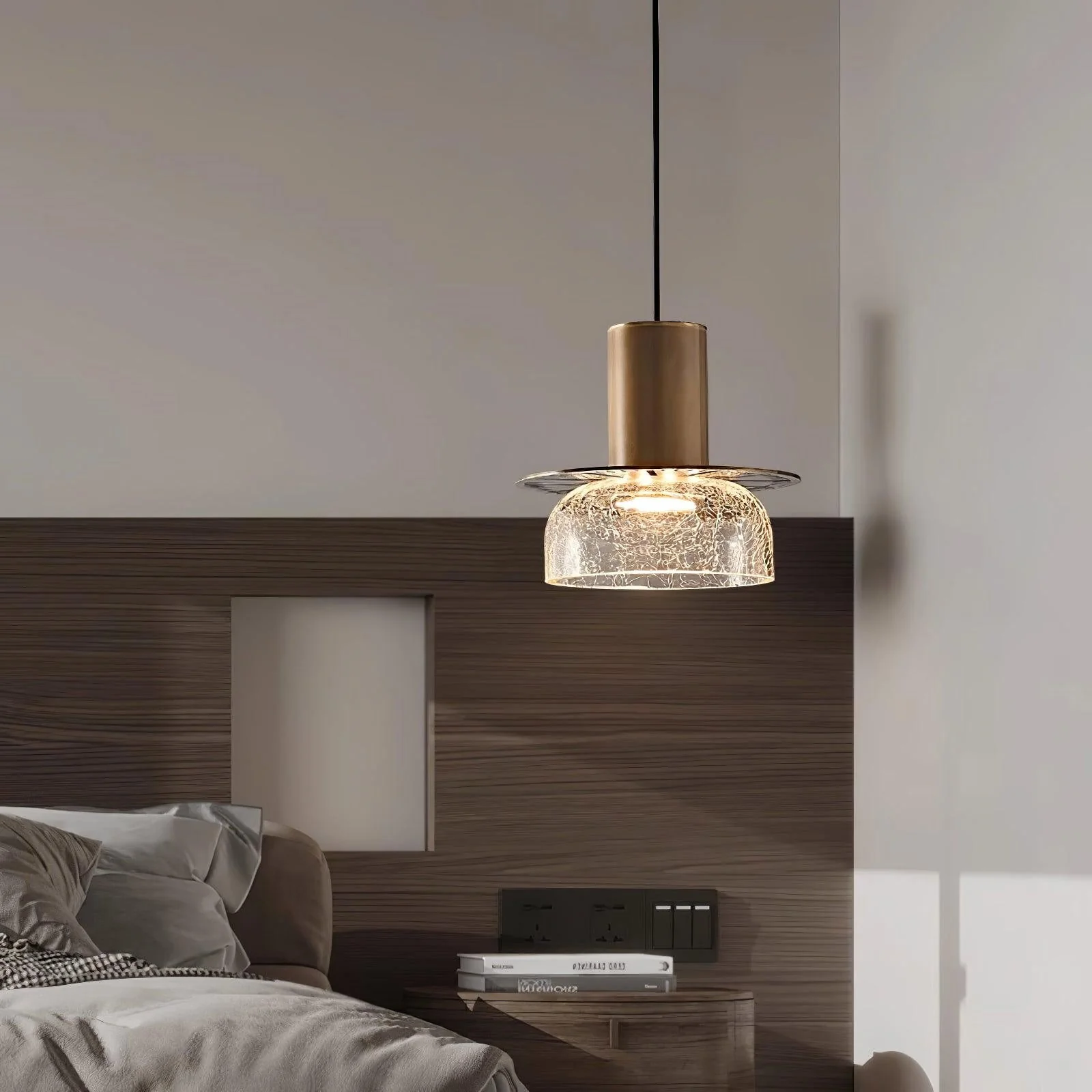 Nordic Gold Crackle Glass Pendant Light - Image 10