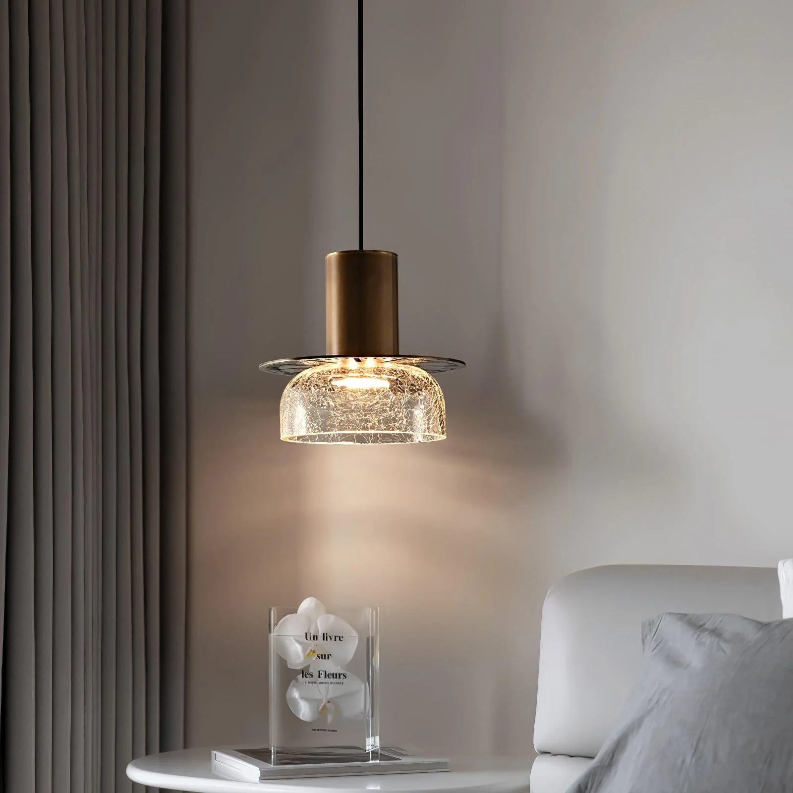 Nordic Gold Crackle Glass Pendant Light - Image 11