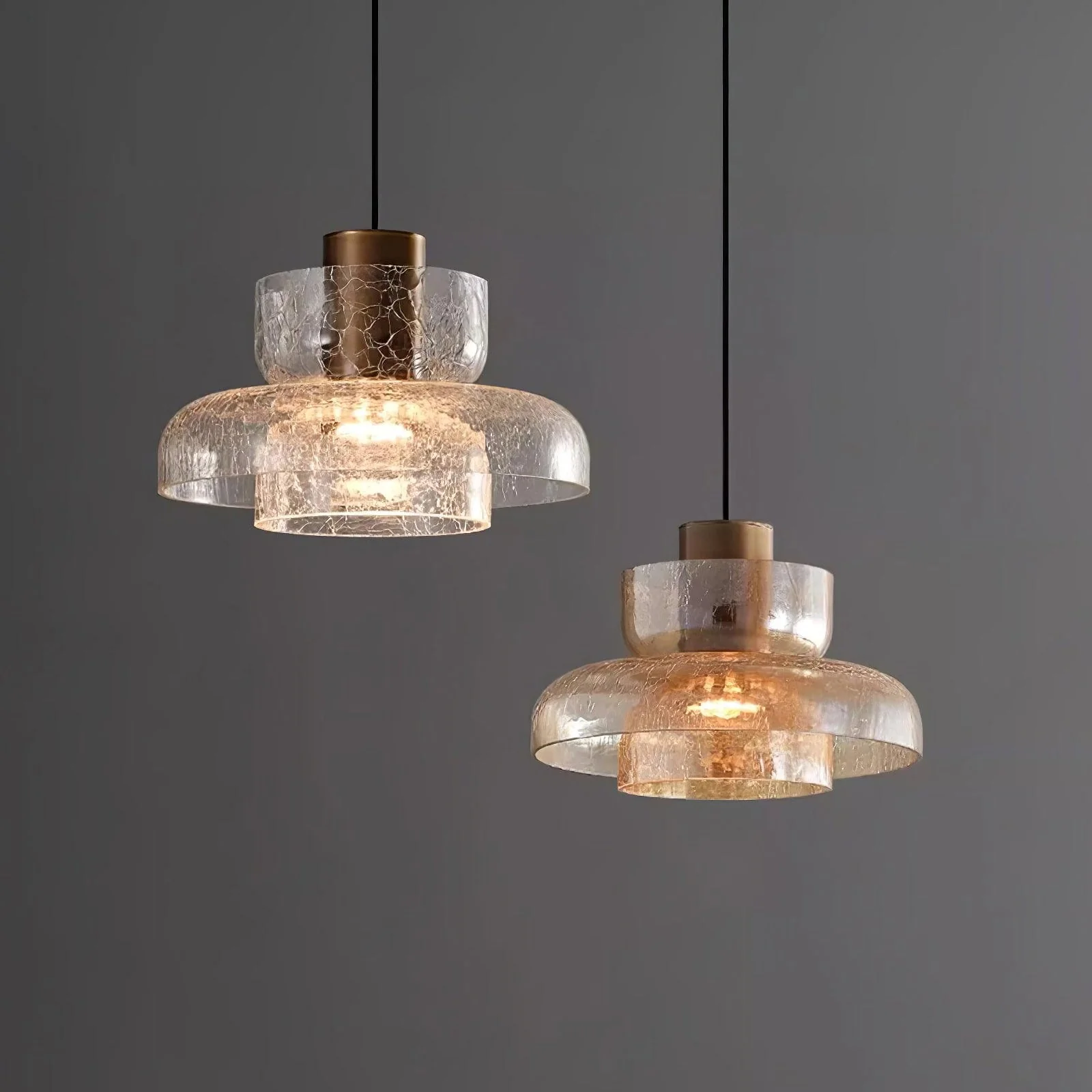Nordic Gold Crackle Glass Pendant Light - Image 16