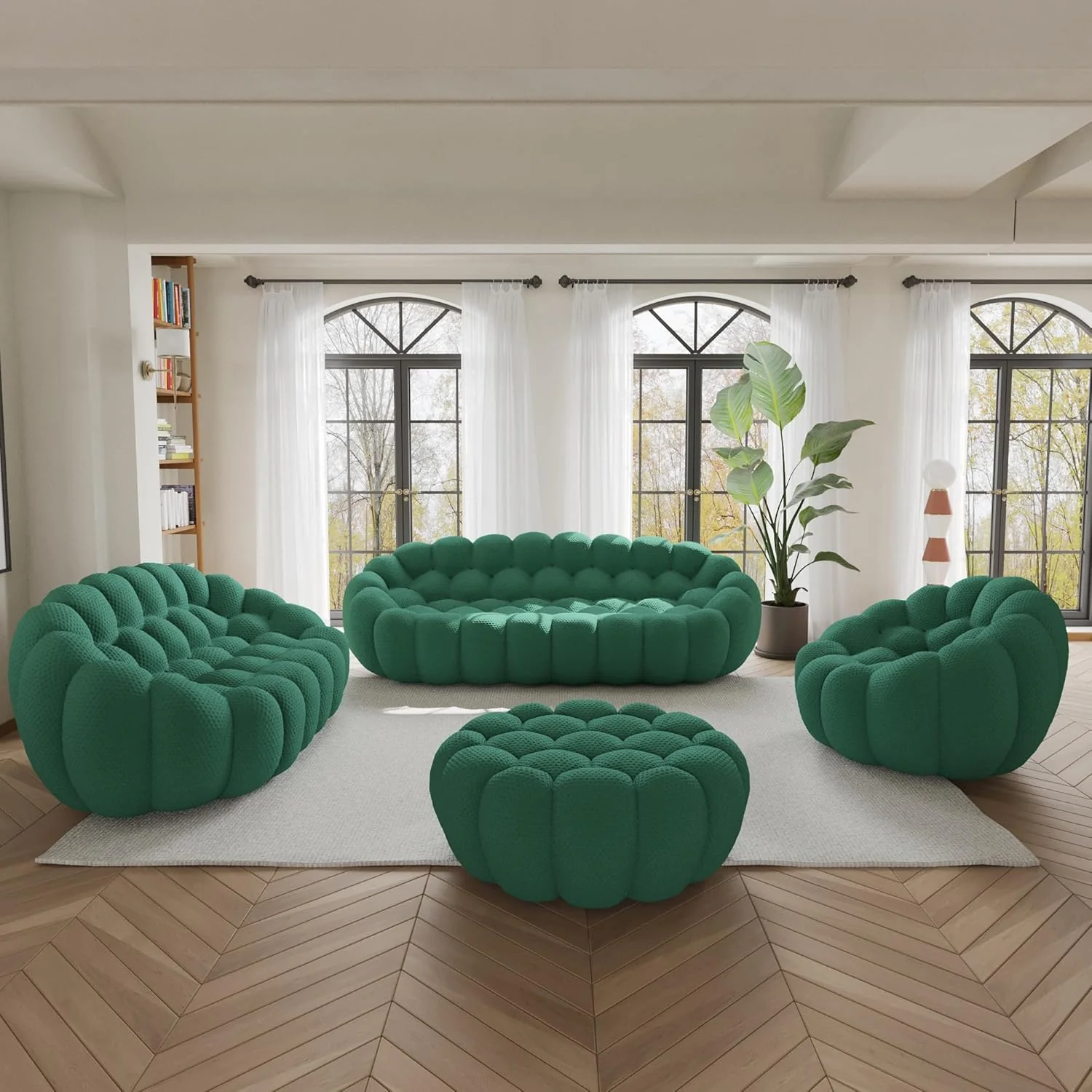 Nuvé® Mitsu Modular Bouclé Cloud Sofa - Dark Green - 1 + 2 + 3 Seater and Ottoman - Image 3