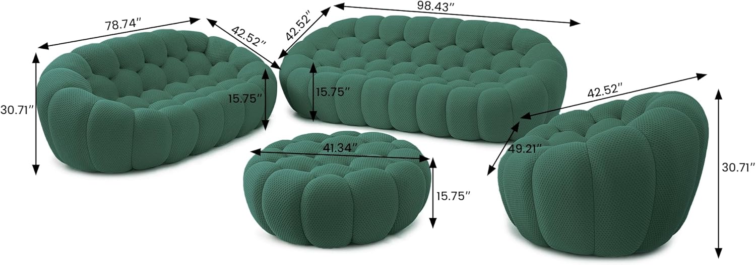 Nuvé® Mitsu Modular Bouclé Cloud Sofa - Dark Green - 1 + 2 + 3 Seater and Ottoman - Image 7