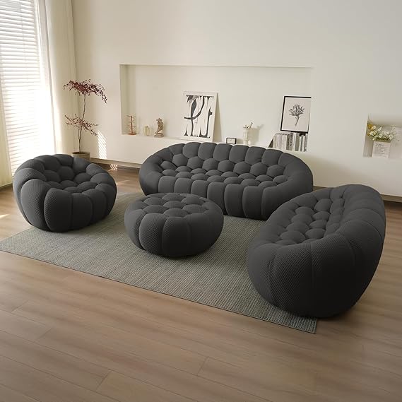 Nuvé® Mitsu Modular Bouclé Cloud Sofa - Dark Grey - 1 + 2 + 3 Seater and Ottoman - Image 2