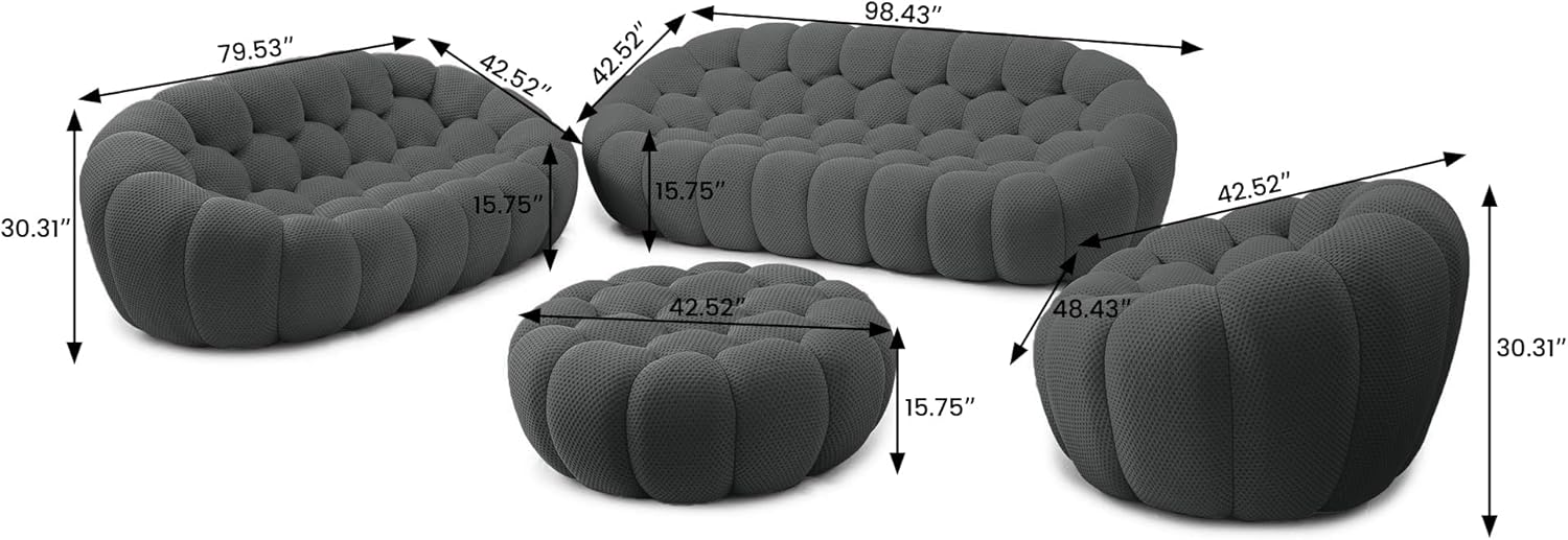 Nuvé® Mitsu Modular Bouclé Cloud Sofa - Dark Grey - 1 + 2 + 3 Seater and Ottoman - Image 8