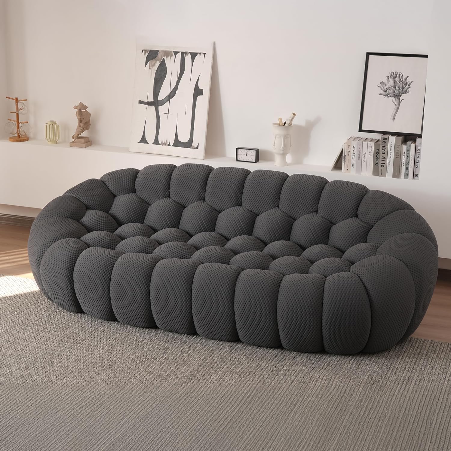 Nuvé® Mitsu Modular Bouclé Cloud Sofa - Dark Grey - 3-Seater Sofa
