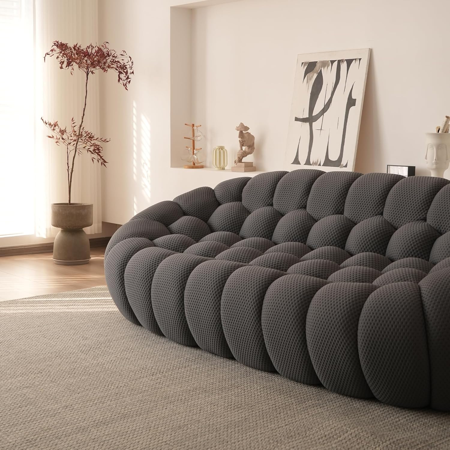 Nuvé® Mitsu Modular Bouclé Cloud Sofa - Dark Grey - 3-Seater Sofa - Image 3