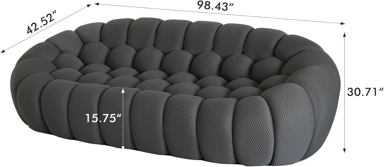 Nuvé® Mitsu Modular Bouclé Cloud Sofa - Dark Grey - 3-Seater Sofa - Image 9