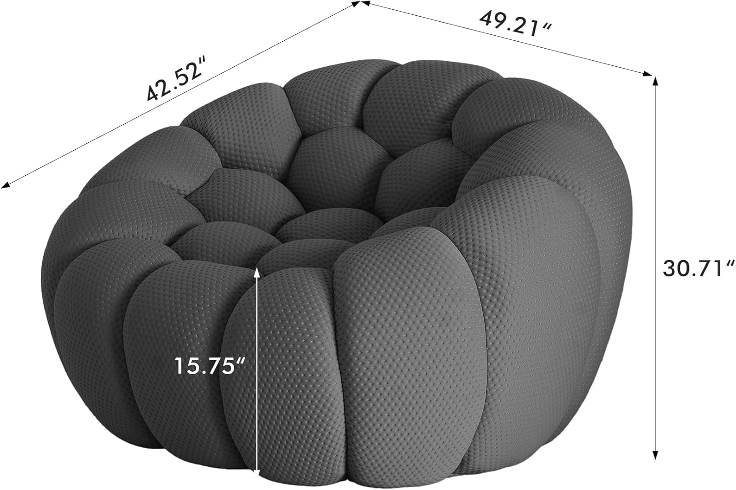 Nuvé® Mitsu Modular Bouclé Cloud Sofa - Dark Grey - Single Seater - Image 6
