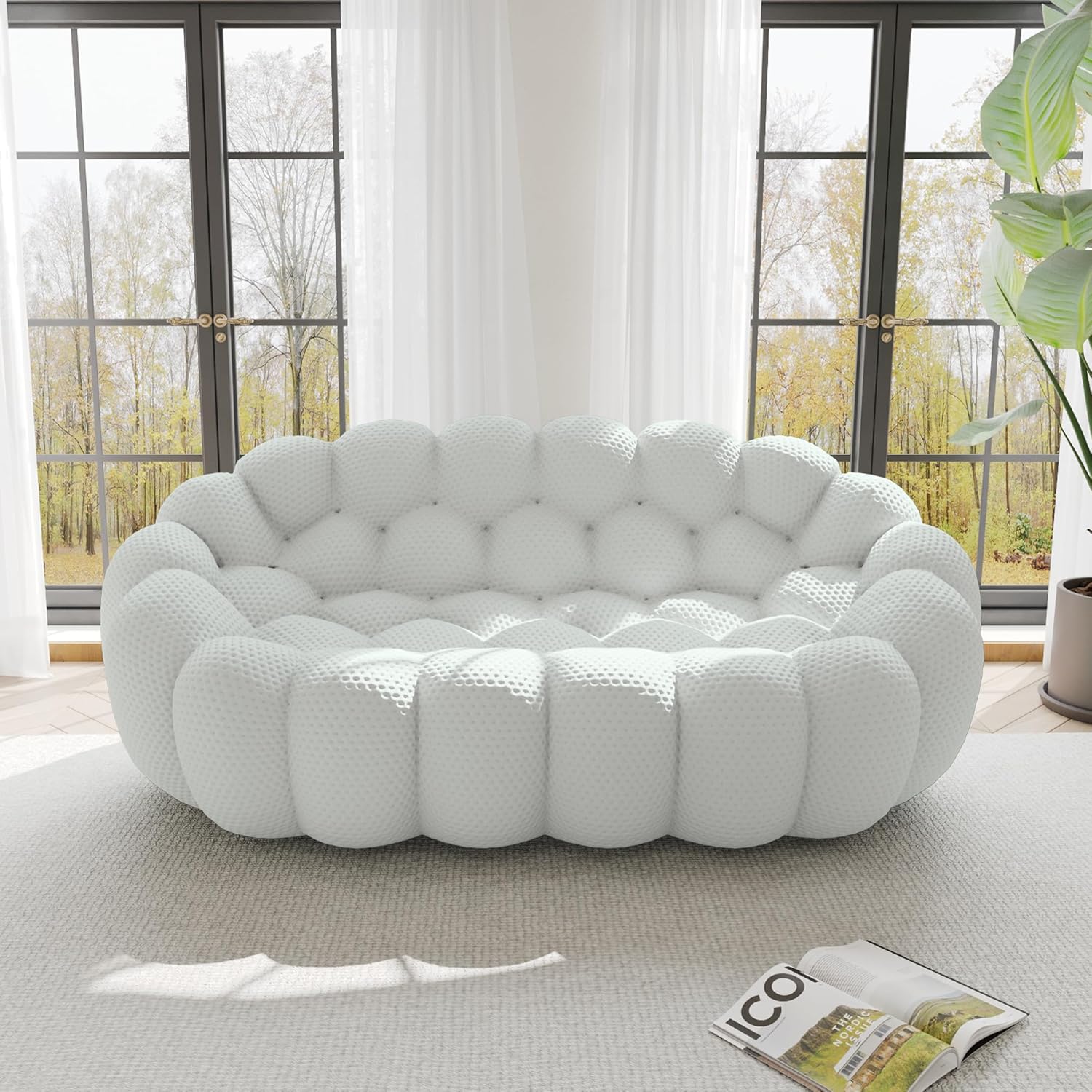 Nuvé® Mitsu Modular Bouclé Cloud Sofa - Light Grey - 2 Seater Sofa