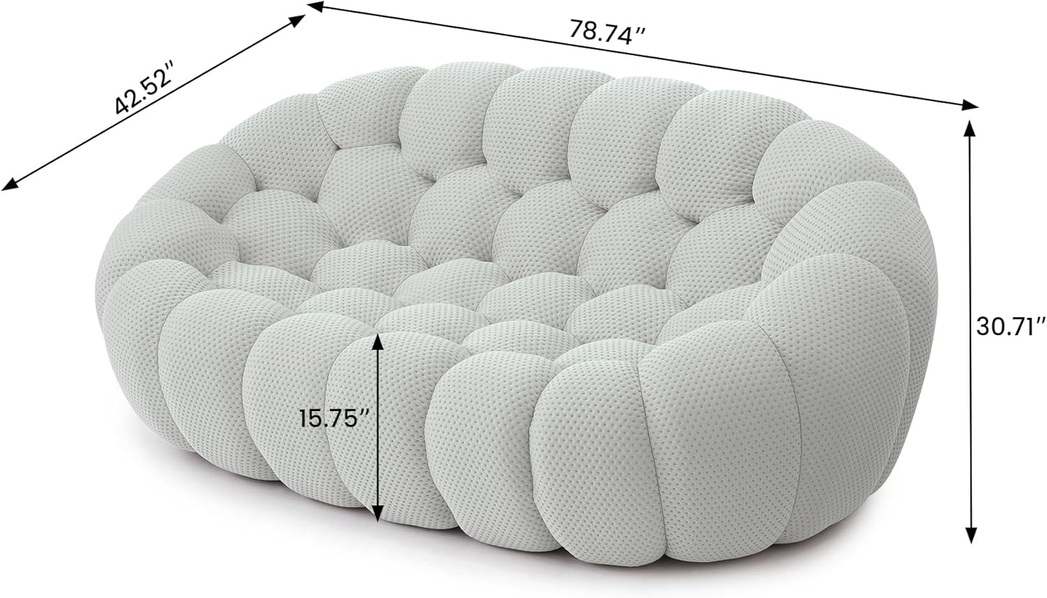 Nuvé® Mitsu Modular Bouclé Cloud Sofa - Light Grey - 2 Seater Sofa - Image 7