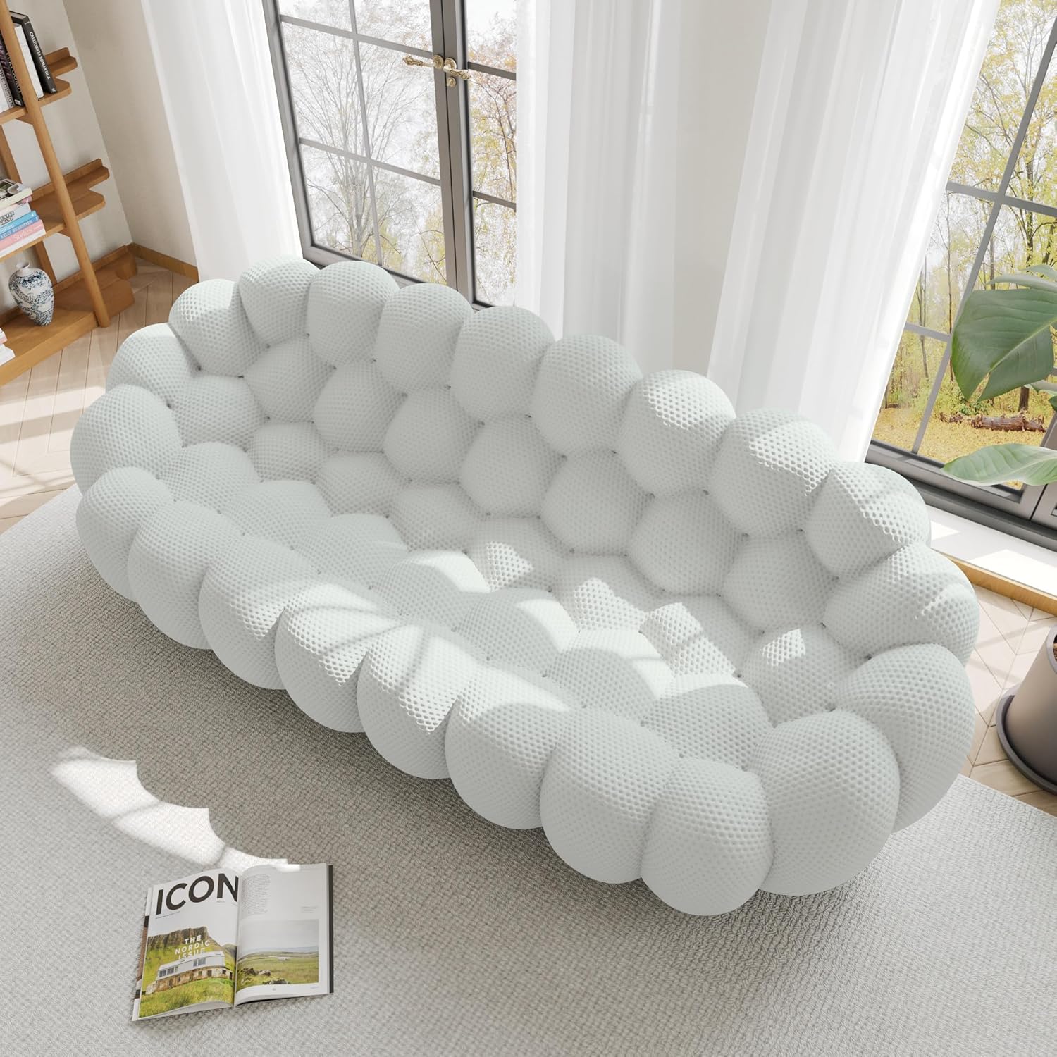 Nuvé® Mitsu Modular Bouclé Cloud Sofa - Light Grey - 3-Seater Sofa