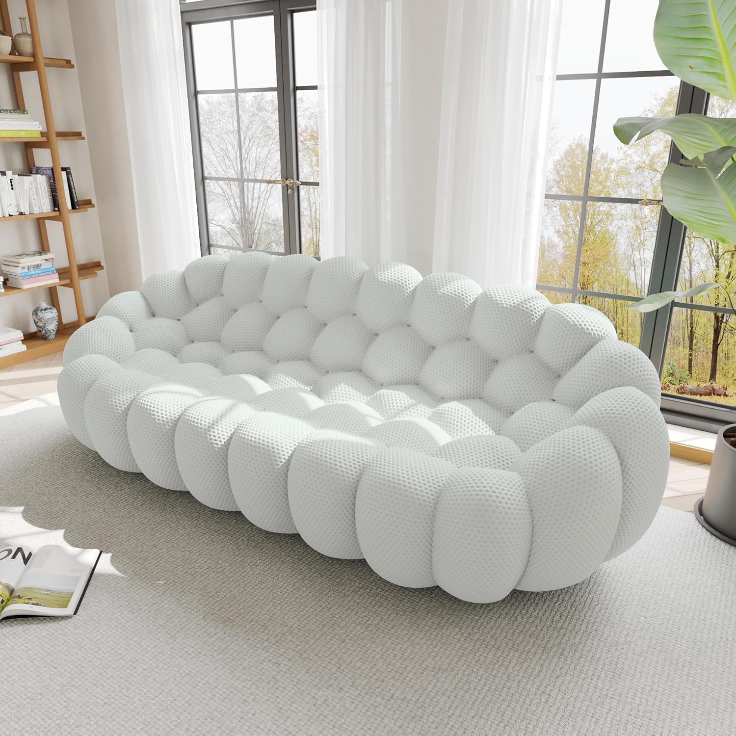 Nuvé® Mitsu Modular Bouclé Cloud Sofa - Light Grey - 3-Seater Sofa - Image 2