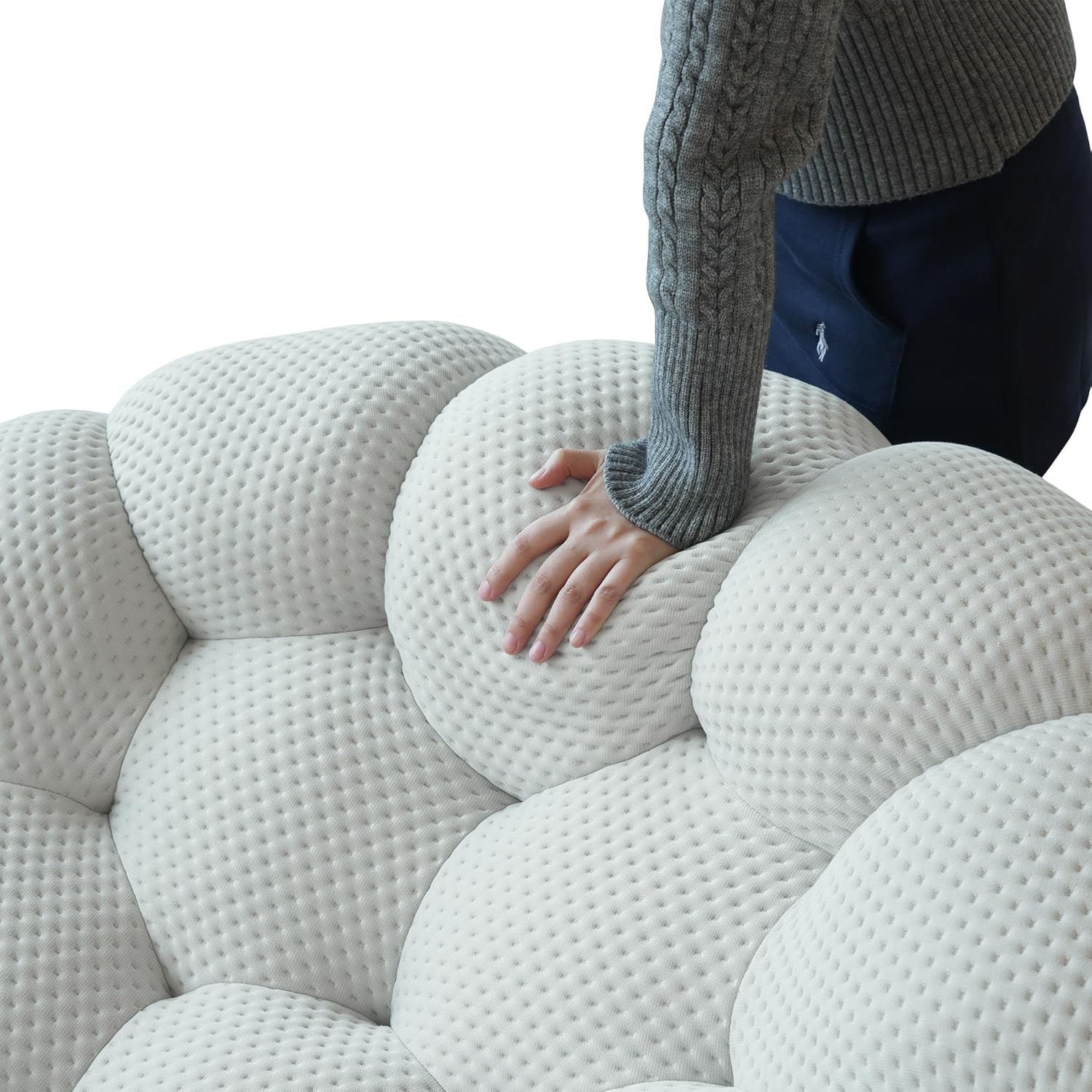 Nuvé® Mitsu Modular Bouclé Cloud Sofa - Light Grey - 3-Seater Sofa - Image 3