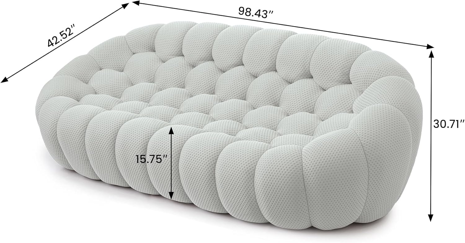 Nuvé® Mitsu Modular Bouclé Cloud Sofa - Light Grey - 3-Seater Sofa - Image 7