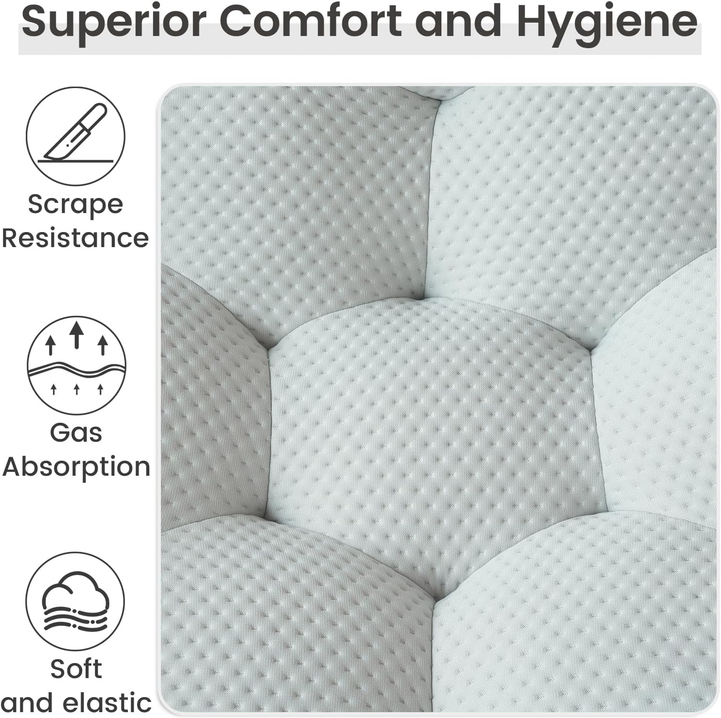 Nuvé® Mitsu Modular Bouclé Cloud Sofa - Light Grey - Single Seater - Image 4