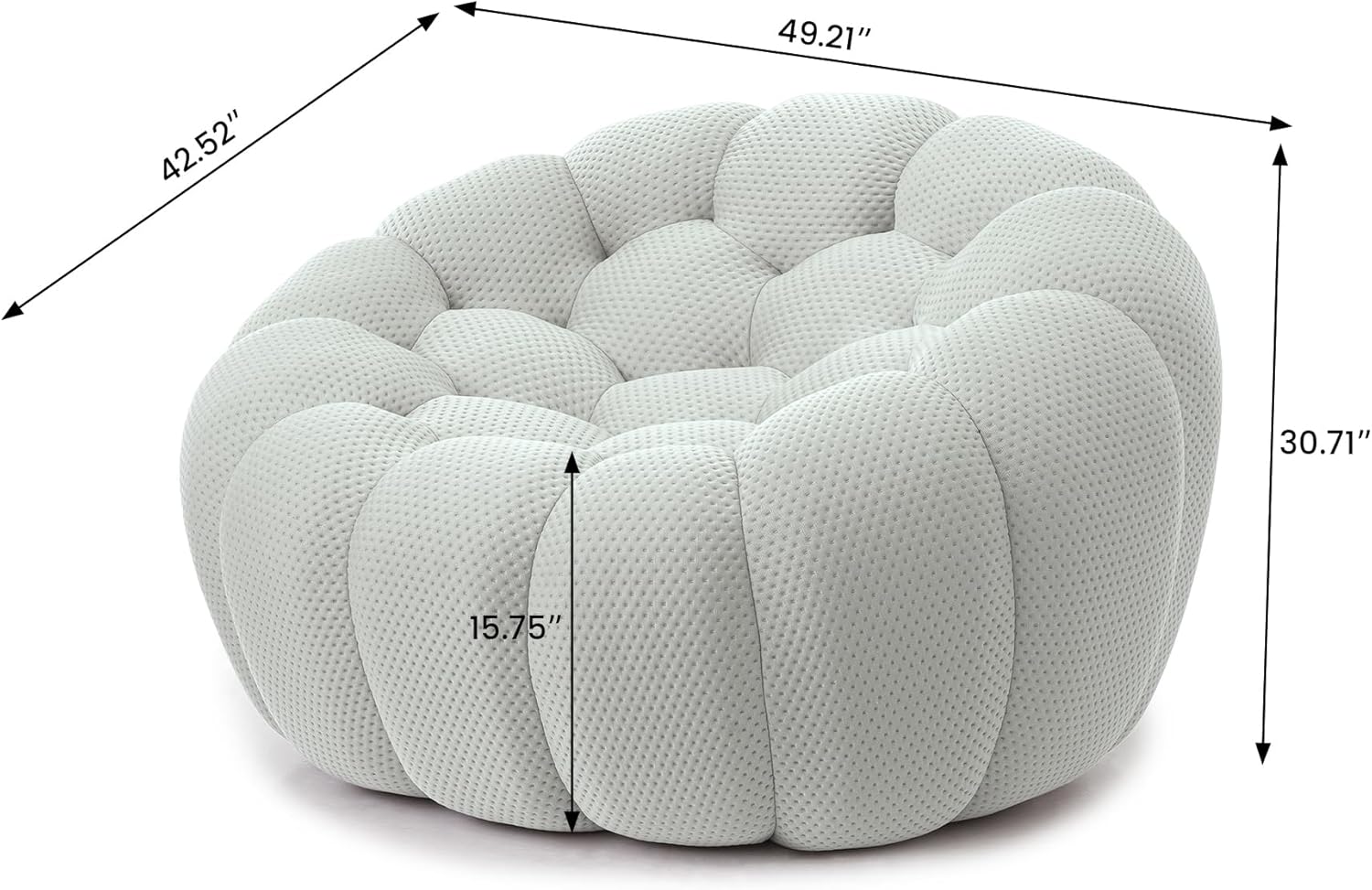 Nuvé® Mitsu Modular Bouclé Cloud Sofa - Light Grey - Single Seater - Image 6