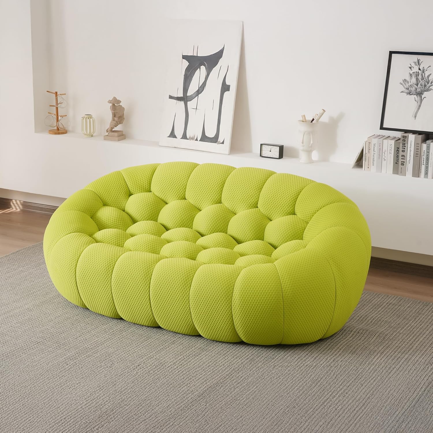 Nuvé® Mitsu Modular Bouclé Cloud Sofa - Lime Green - 2 Seater Sofa - Image 5
