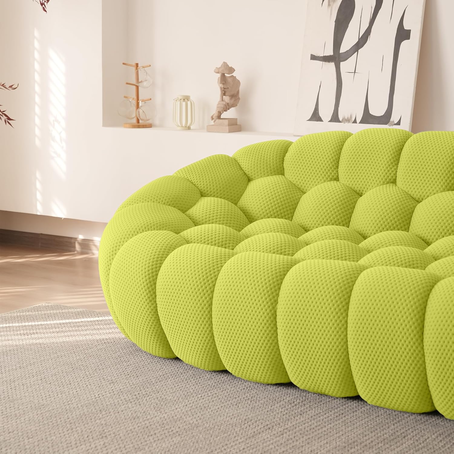 Nuvé® Mitsu Modular Bouclé Cloud Sofa - Lime Green - 2 Seater Sofa - Image 6