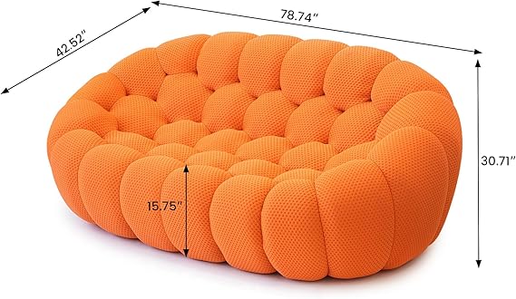 Nuvé® Mitsu Modular Bouclé Cloud Sofa - Orange - 2 Seater Sofa - Image 8