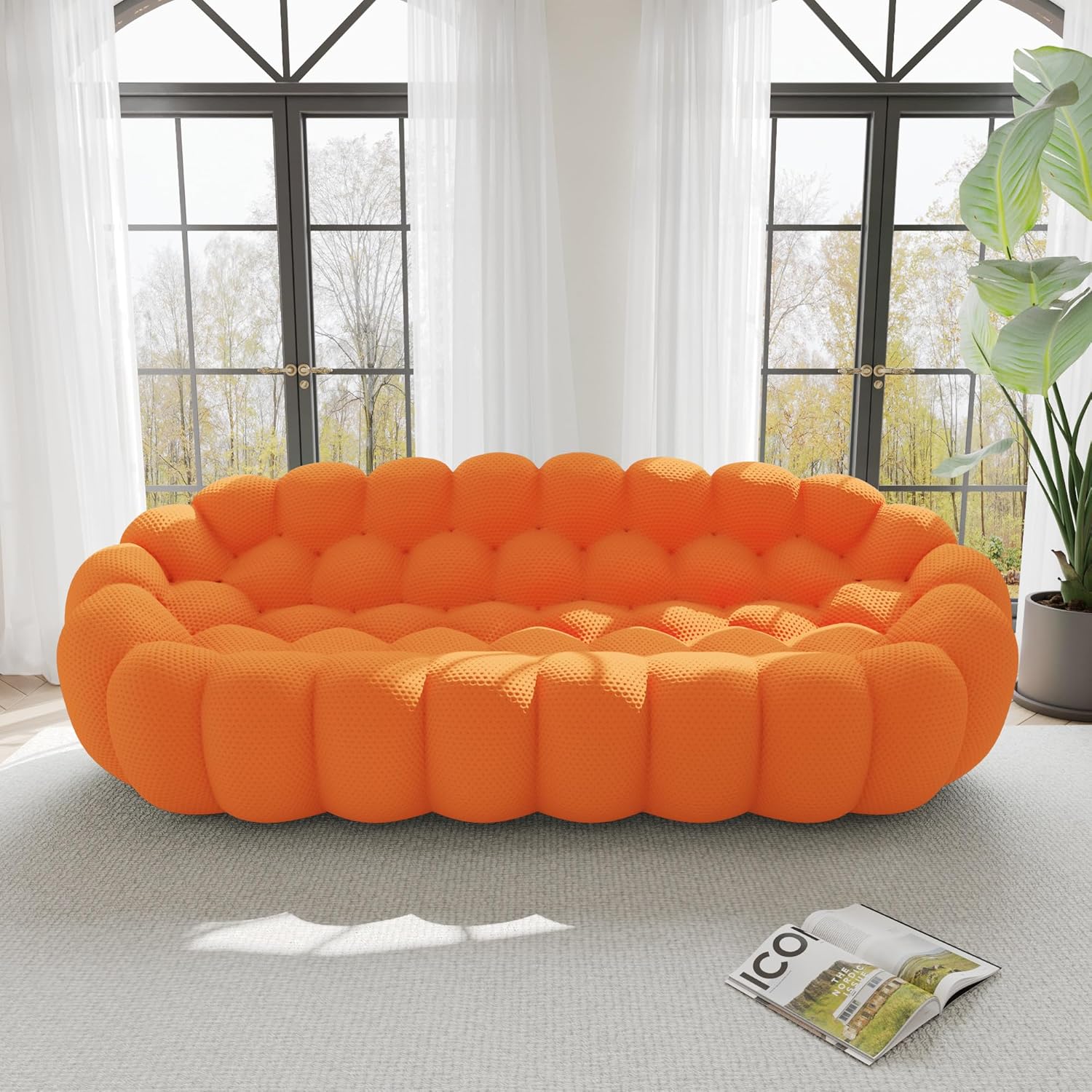 Nuvé® Mitsu Modular Bouclé Cloud Sofa - Orange - 3-Seater Sofa