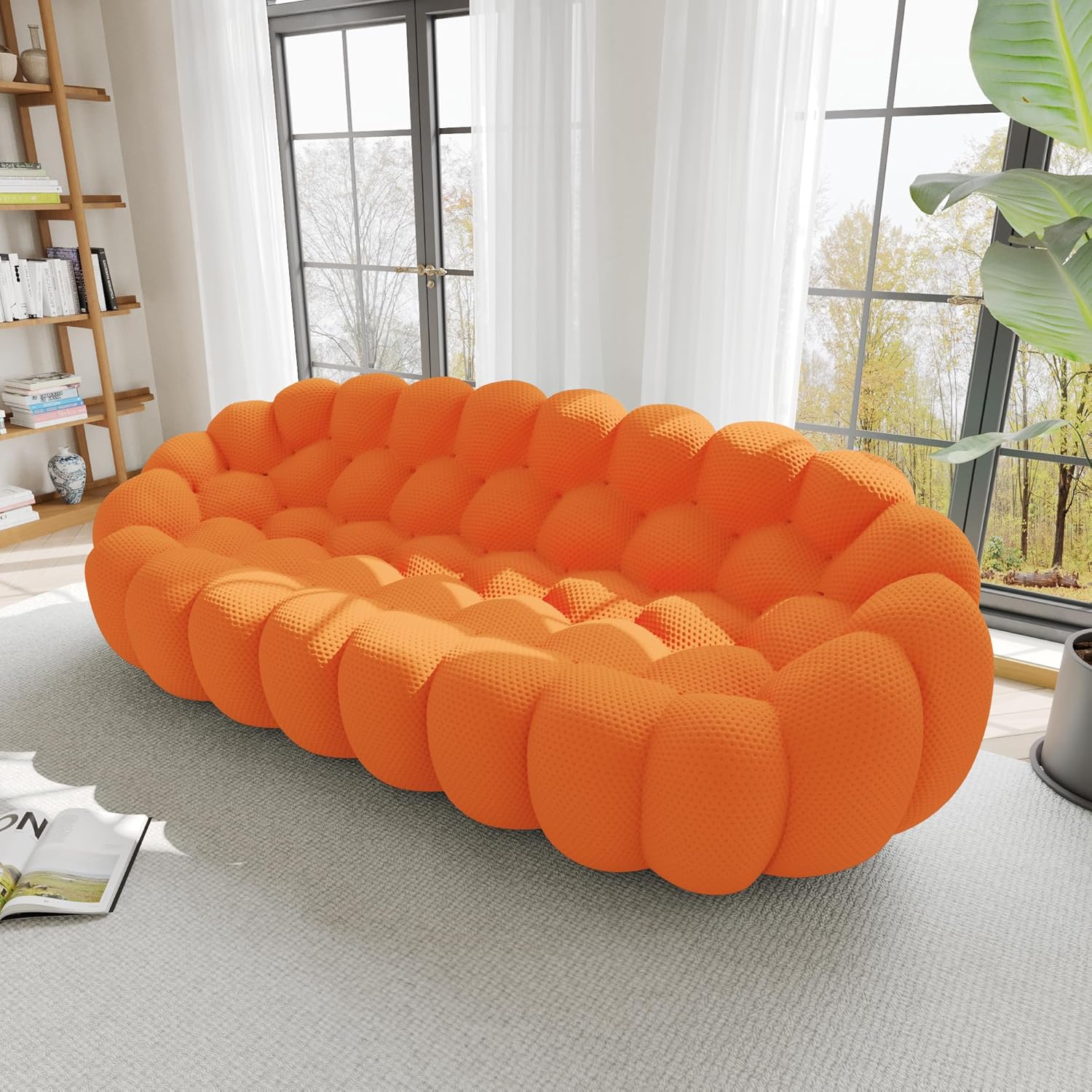 Nuvé® Mitsu Modular Bouclé Cloud Sofa - Orange - 3-Seater Sofa - Image 2