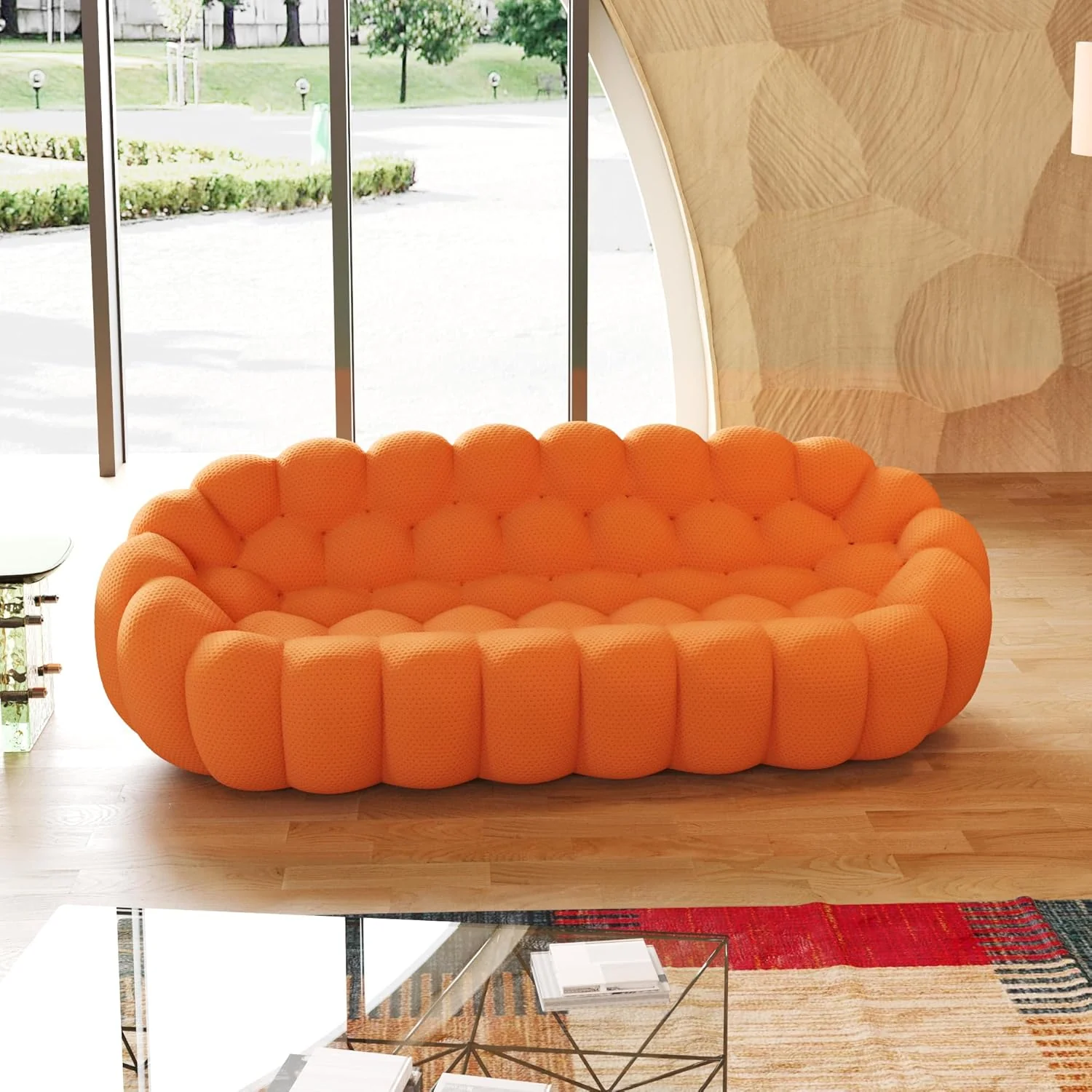 Nuvé® Mitsu Modular Bouclé Cloud Sofa - Orange - 3-Seater Sofa - Image 8