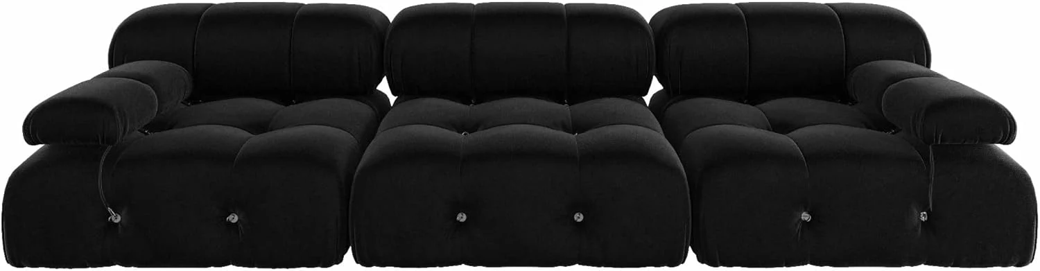 Nuvé® Takumi Velvet Modular Bouclé Cloud Sofa - Black - 3 Seater Sofa - Image 5