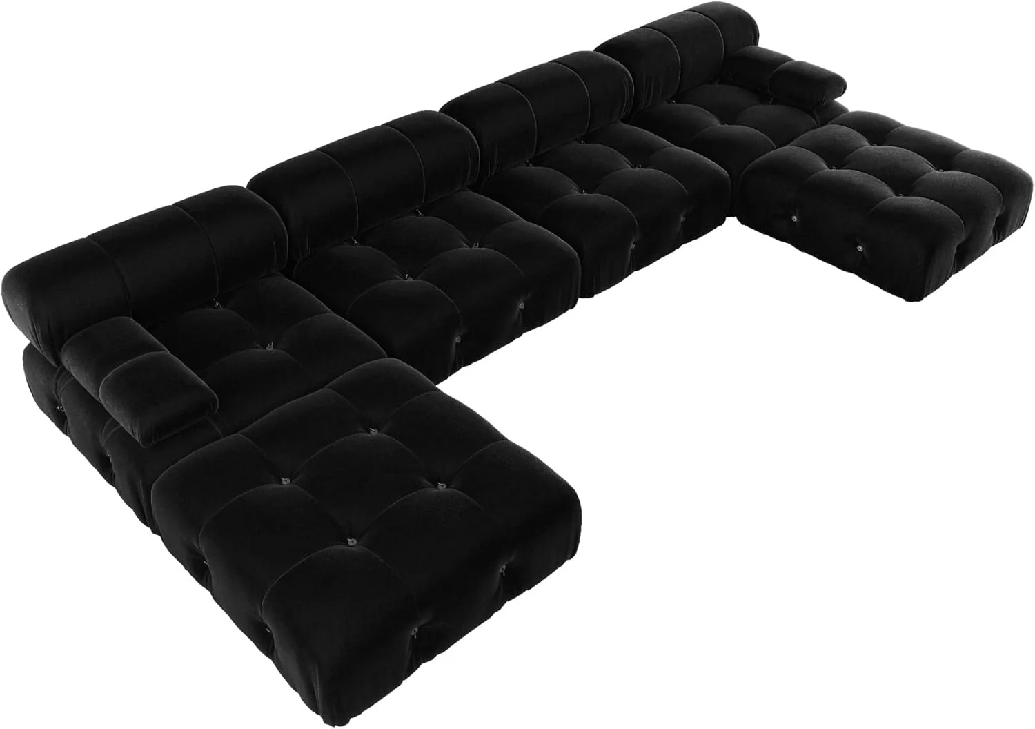 Nuvé® Takumi Velvet Modular Bouclé Cloud Sofa - Black - 4-Seater Sofa with 2 Ottoman - Image 4