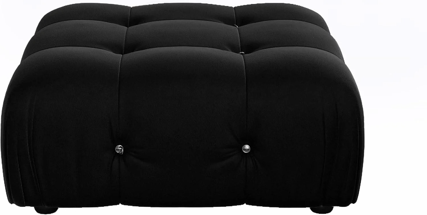 Nuvé® Takumi Velvet Modular Bouclé Cloud Sofa - Black - Ottoman - Image 5