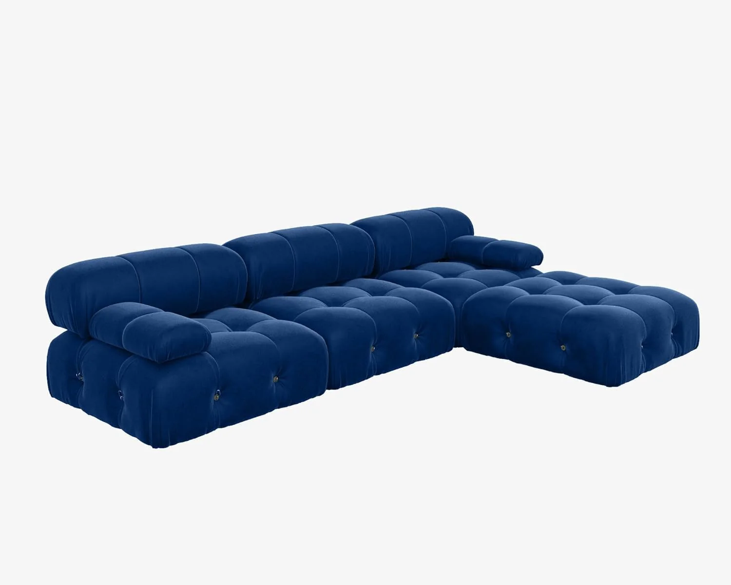 Nuvé® Takumi Velvet Modular Bouclé Cloud Sofa - Blue - 3-Seater Sofa with 1 Ottoman - Image 6