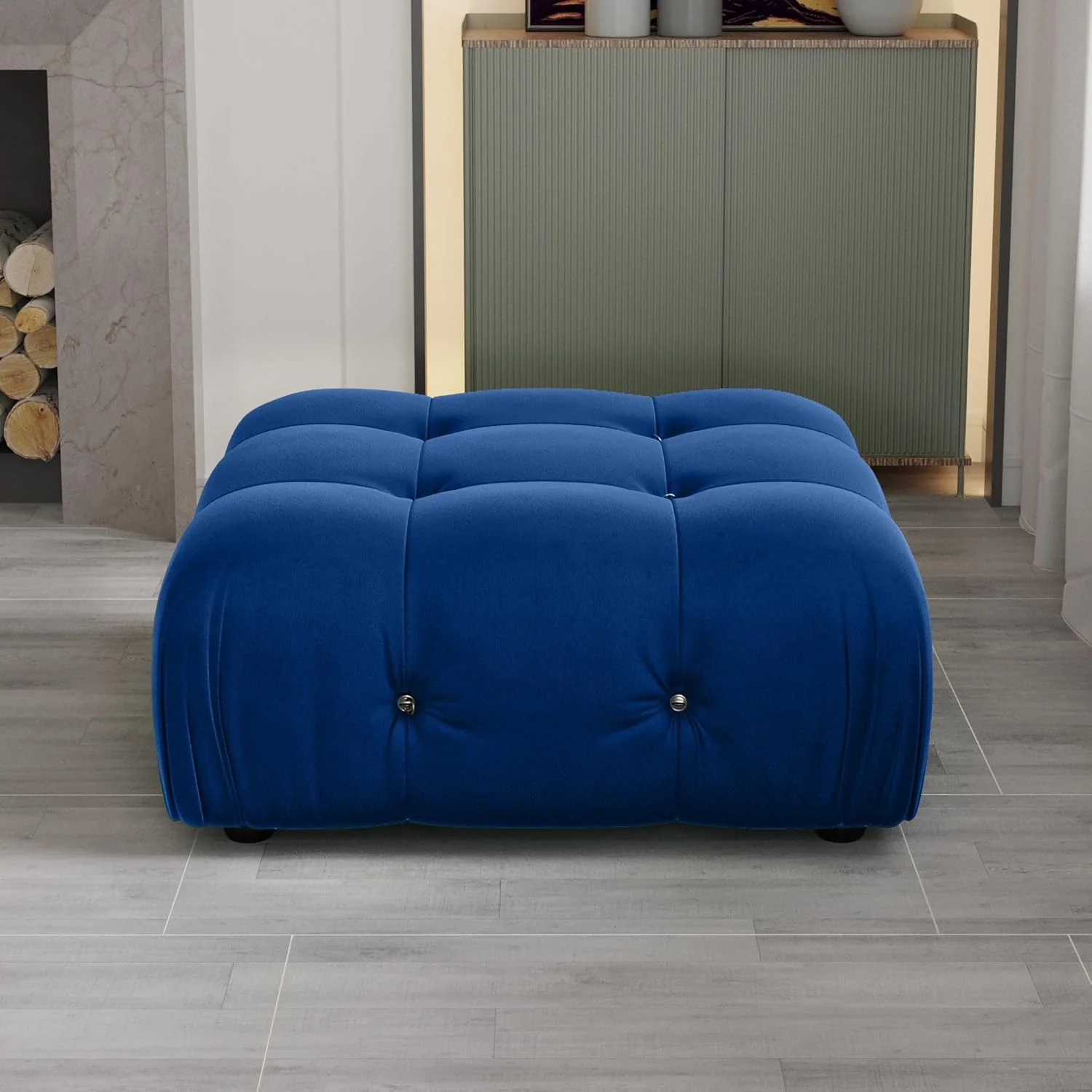 Nuvé® Takumi Velvet Modular Bouclé Cloud Sofa - Blue - Ottoman