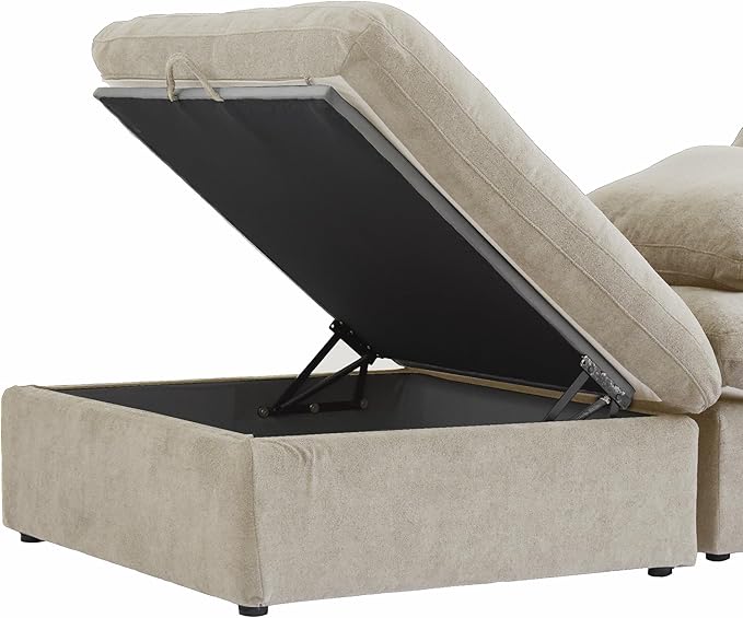 Nuvé® Solace Modular Bouclé Cloud Sofa - Khaki - 2-Seater Sectional Sofa with Ottoman - Image 7