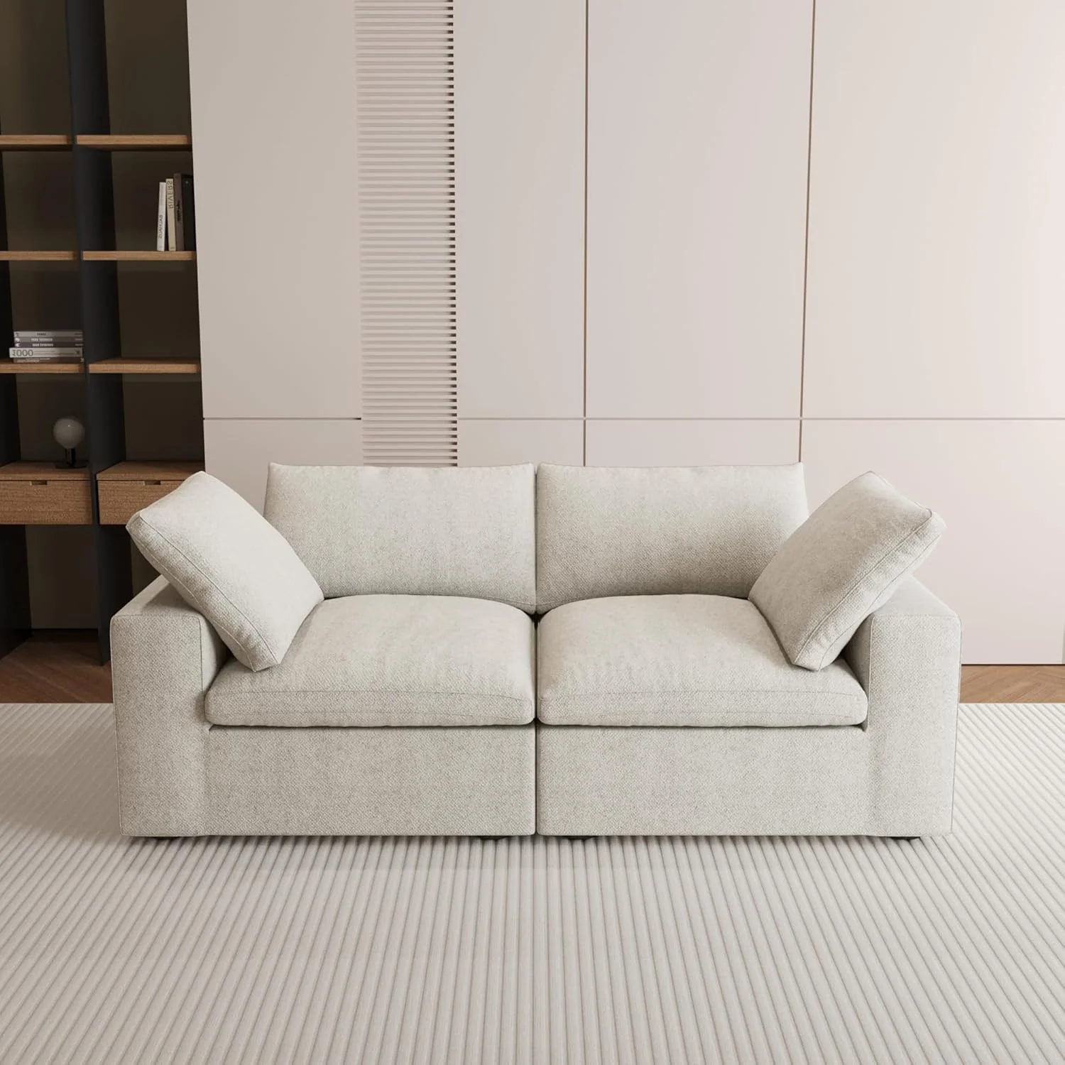 Nuvé® Solace Modular Bouclé Cloud Sofa - Khaki - 2-Seater Sofa