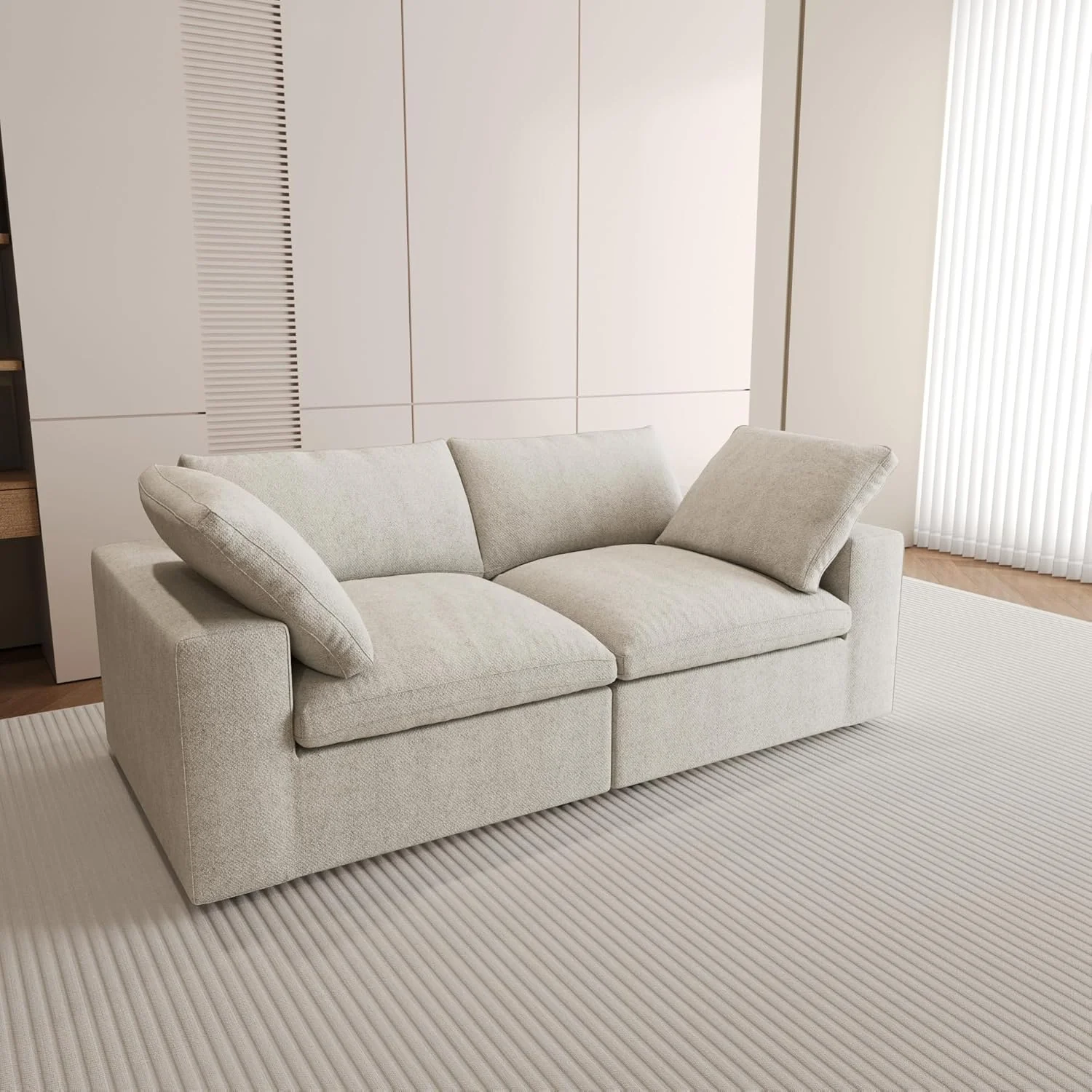 Nuvé® Solace Modular Bouclé Cloud Sofa - Khaki - 2-Seater Sofa - Image 2