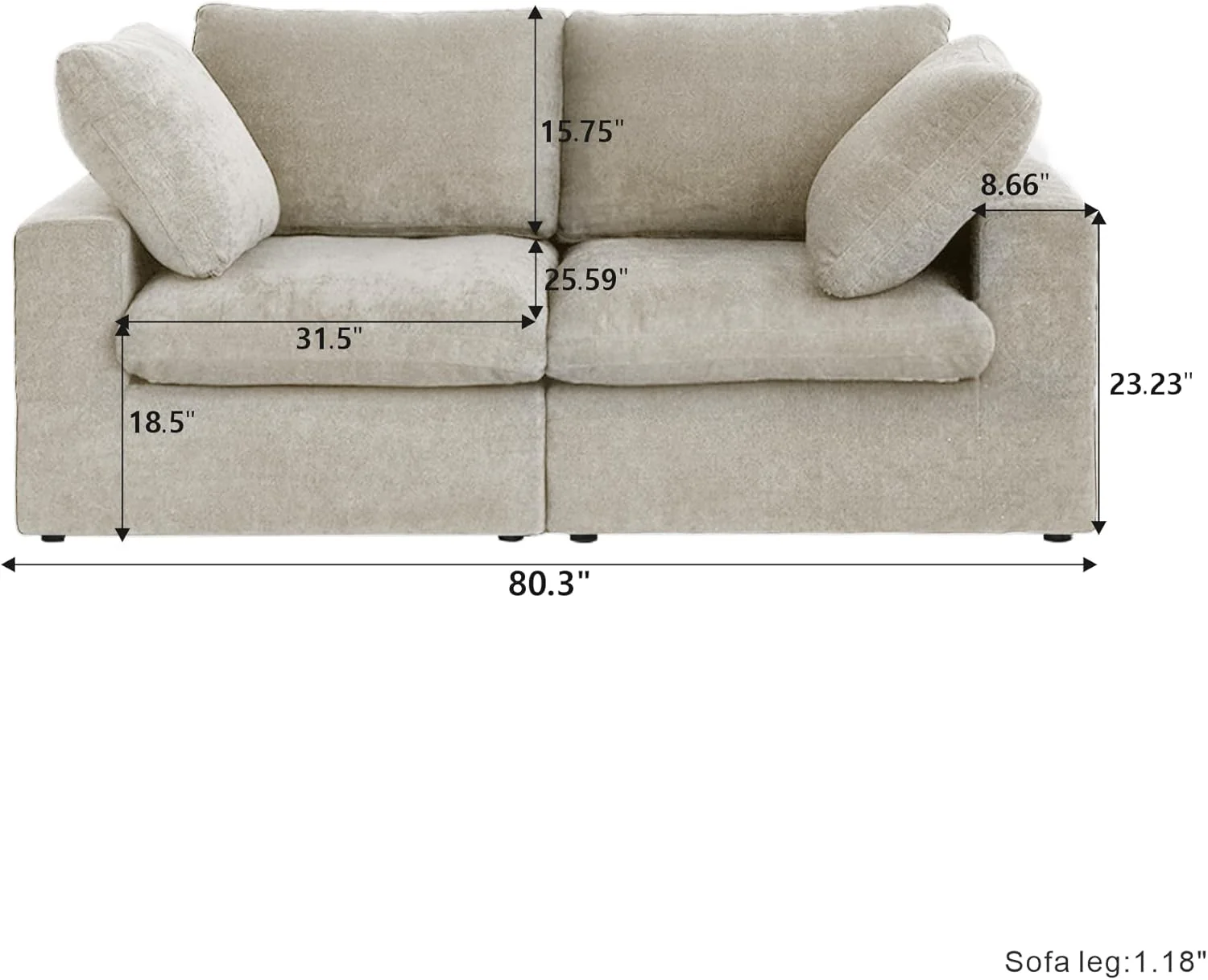 Nuvé® Solace Modular Bouclé Cloud Sofa - Khaki - 2-Seater Sofa - Image 7