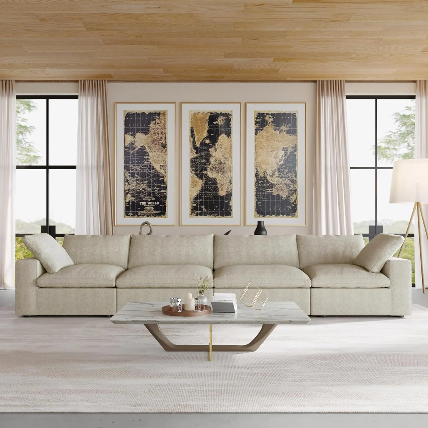 Nuvé® Solace Modular Bouclé Cloud Sofa - Khaki - 4-Seater Sofa - Image 2