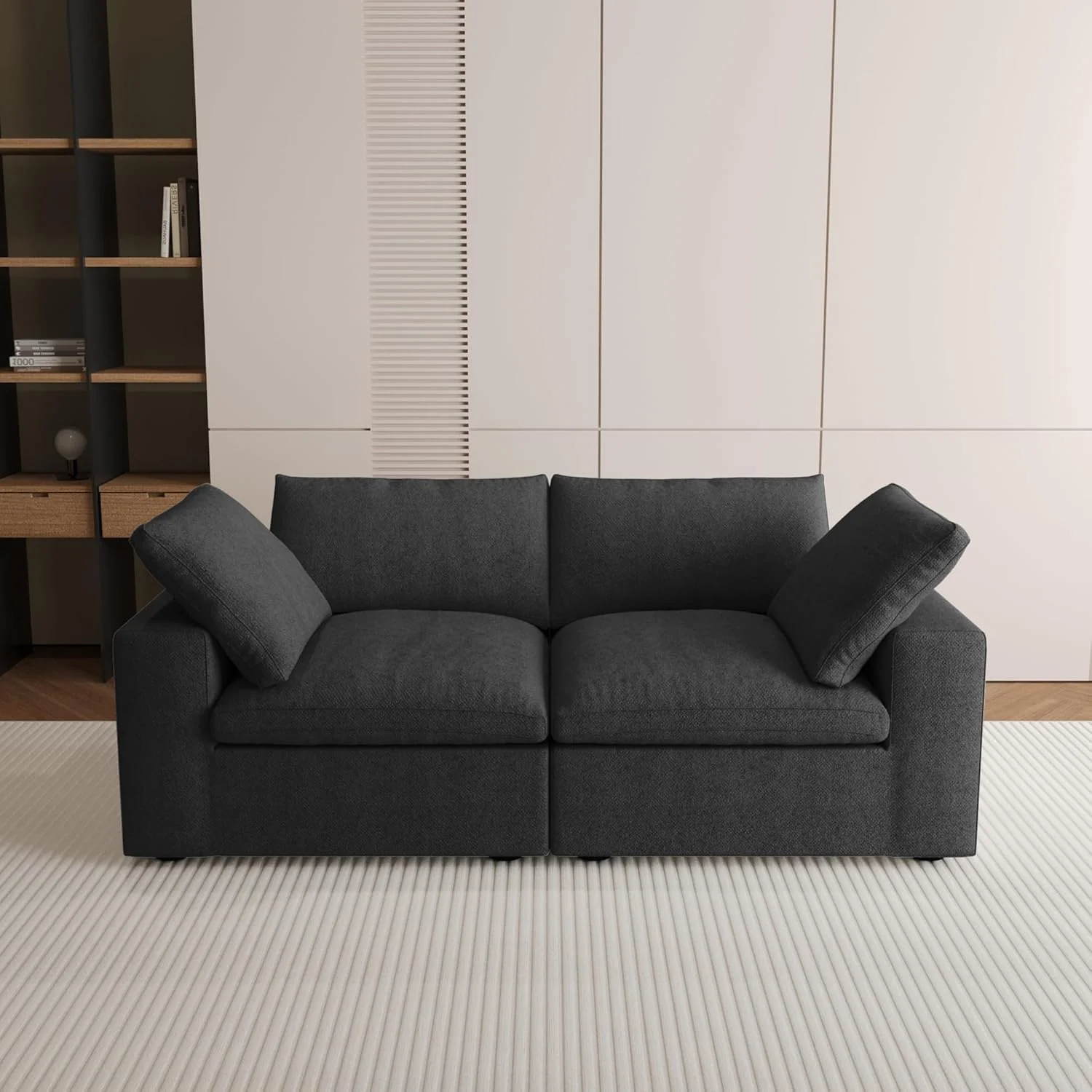 Nuvé® Solace Modular Bouclé Cloud Sofa - Obsidian Black - 2-Seater Sofa