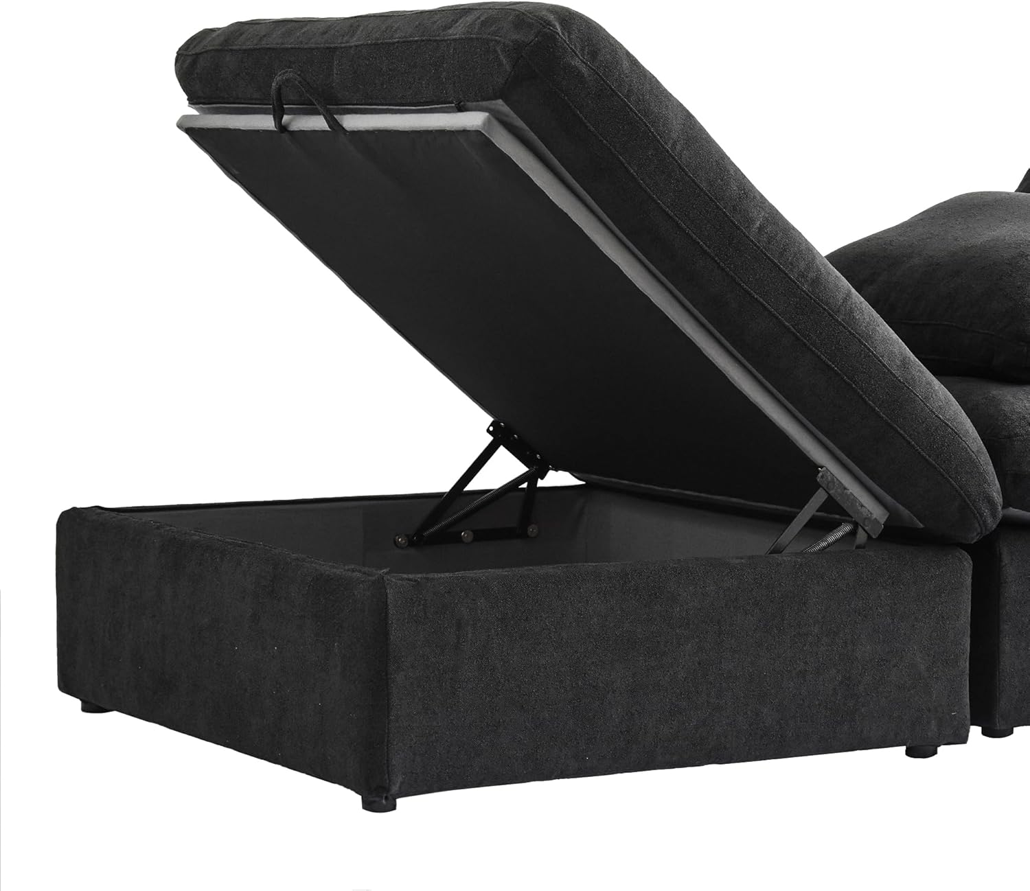 Nuvé® Solace Modular Bouclé Cloud Sofa - Obsidian Black - 6-Seater Corner Sectional + 2 Ottomans - Image 3