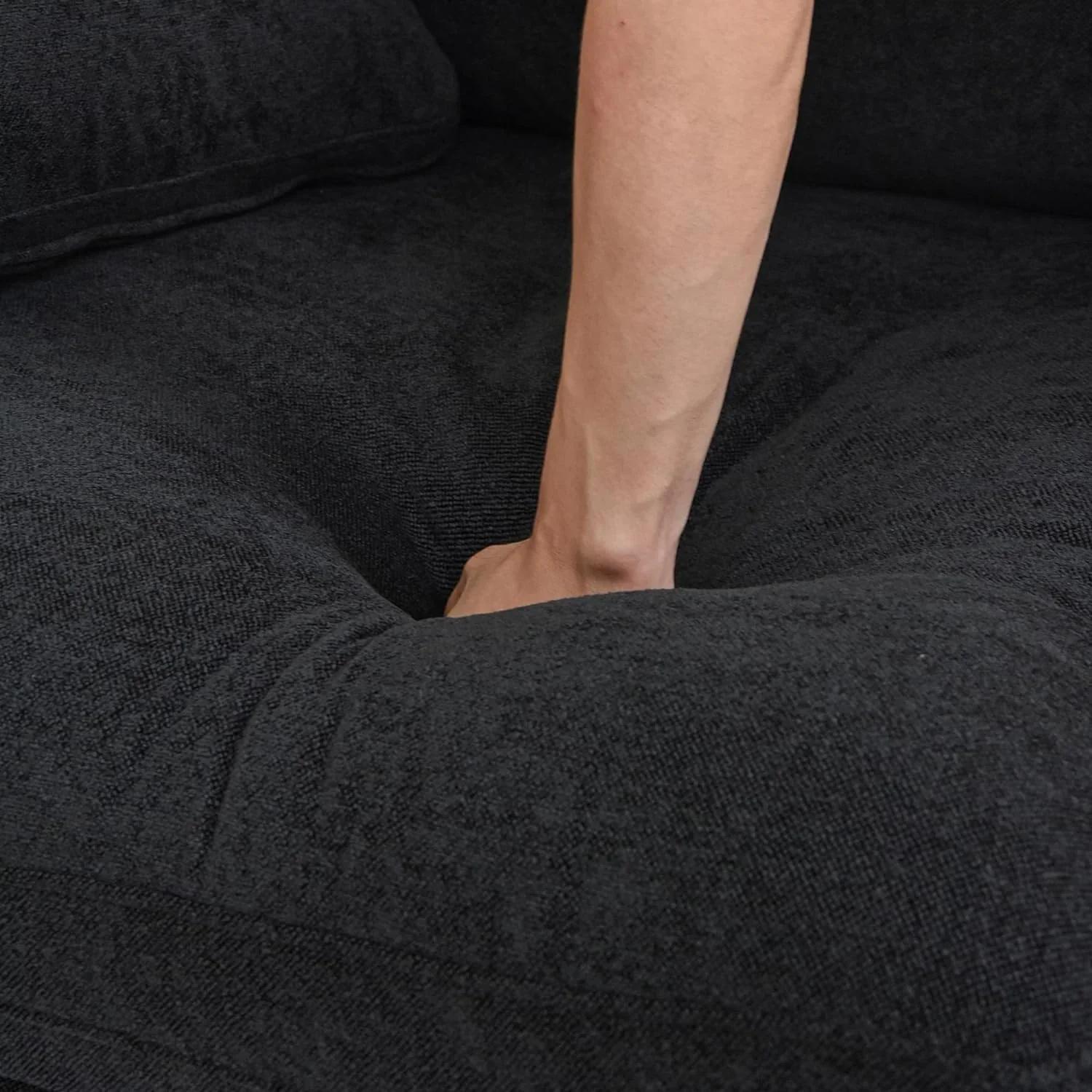 Nuvé® Solace Modular Bouclé Cloud Sofa - Obsidian Black - 6-Seater Corner Sectional + 2 Ottomans - Image 6