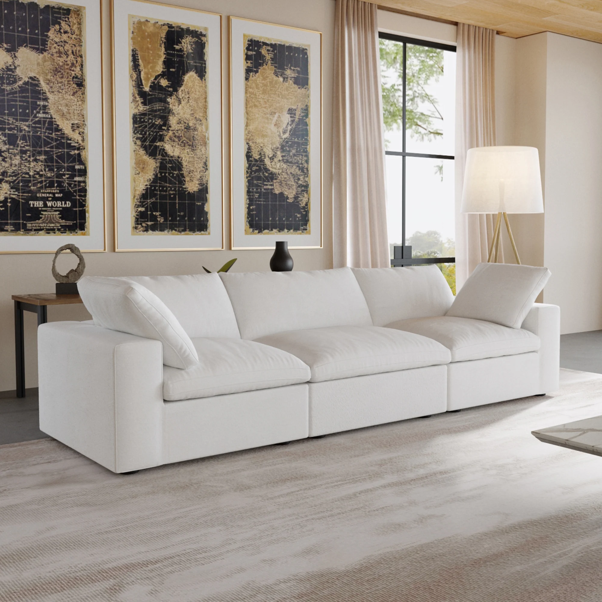 Nuvé® Solace Modular Bouclé Cloud Sofa - Snow White - 3-Seater Sofa - Image 4