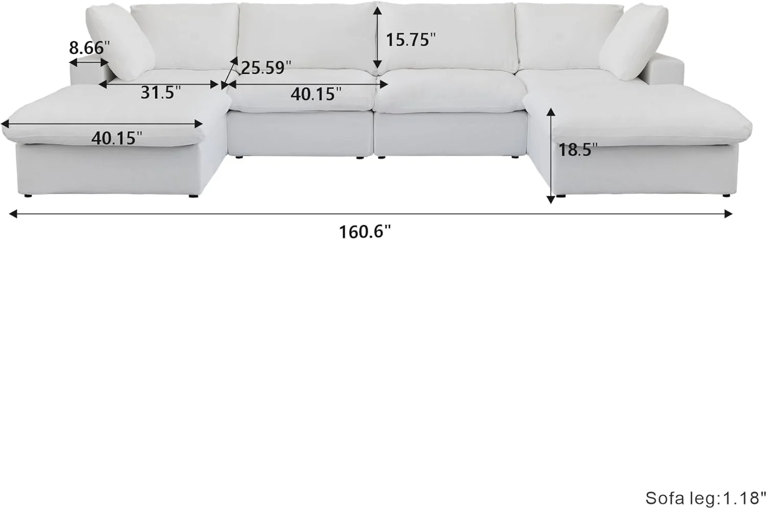 Nuvé® Solace Modular Bouclé Cloud Sofa - Snow White - 4-Seater Sectional Sofa with 2 Ottomans - Image 7