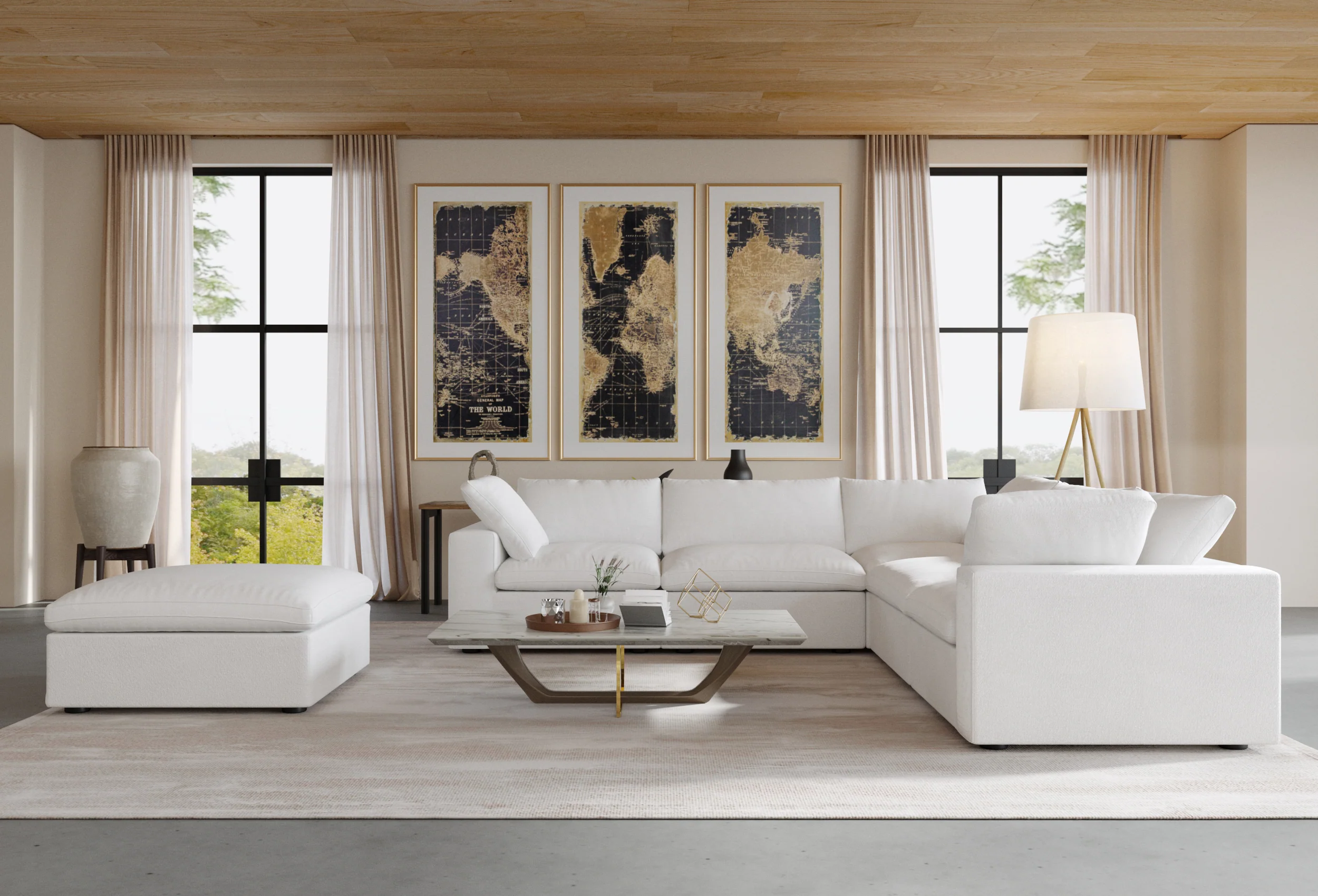 Nuvé® Solace Modular Bouclé Cloud Sofa - Snow White - 5-Seater Corner Sectional + Ottoman - Image 2