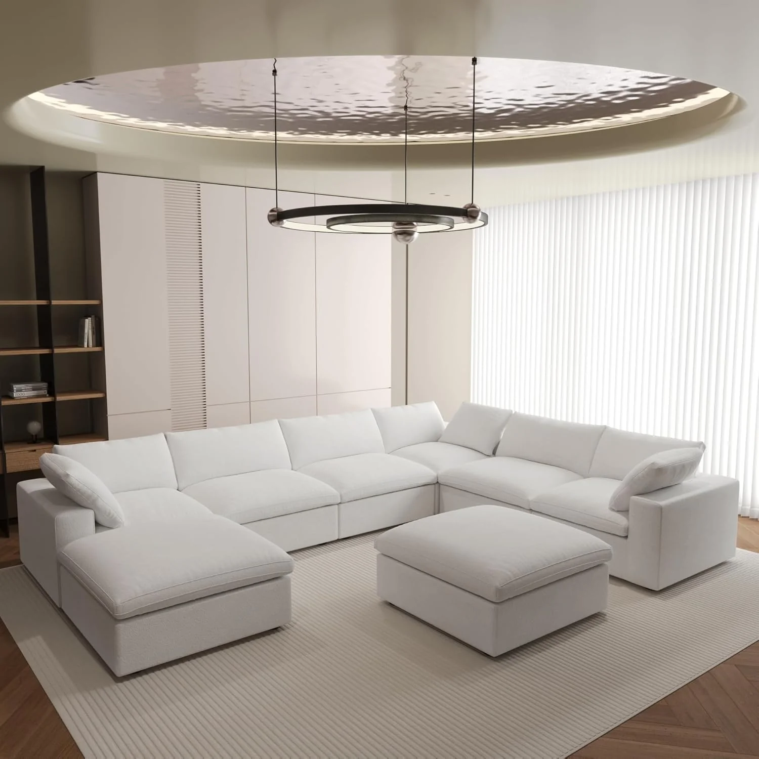 Nuvé® Solace Modular Bouclé Cloud Sofa - Snow White - 6-Seater Corner Sectional + 2 Ottomans