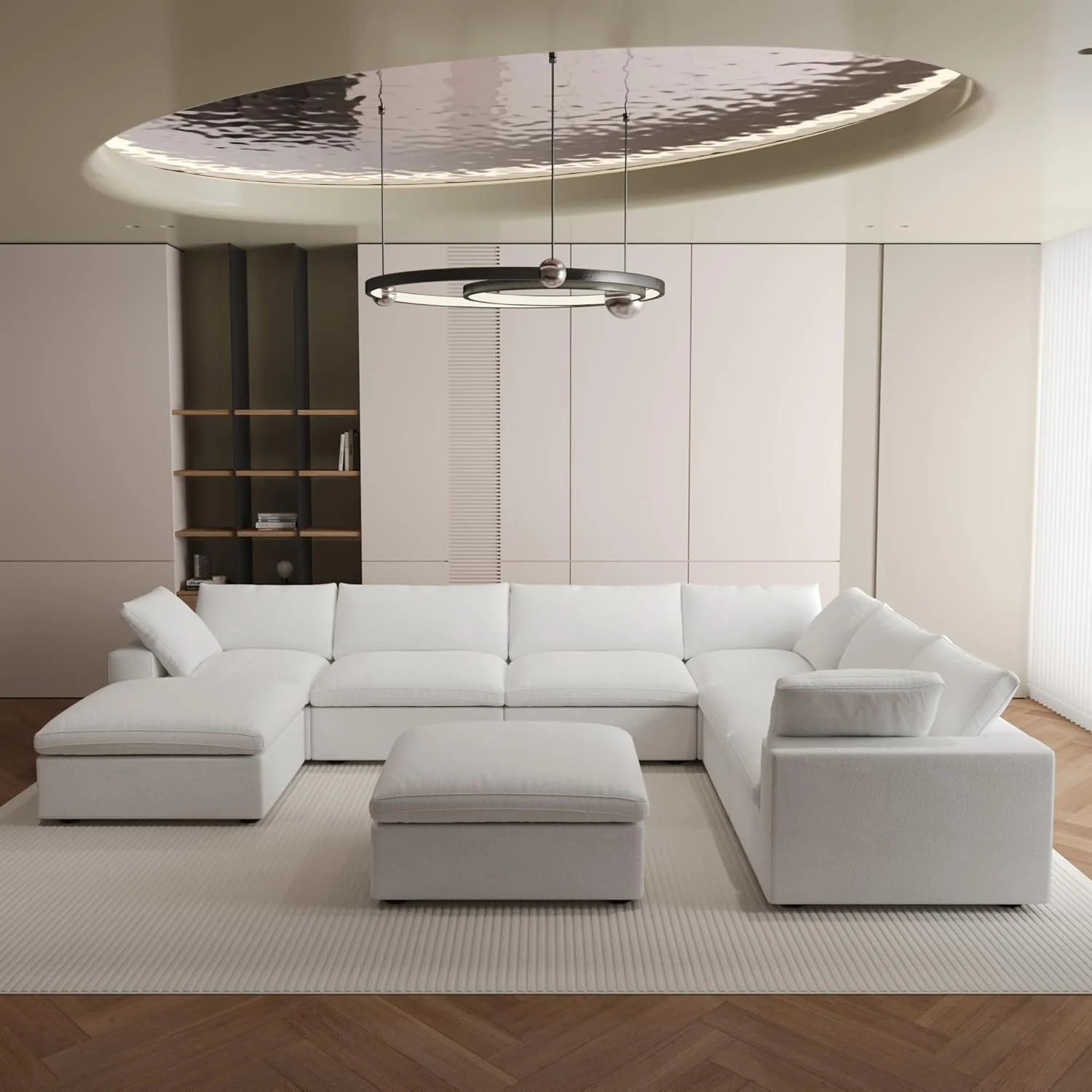 Nuvé® Solace Modular Bouclé Cloud Sofa - Snow White - 6-Seater Corner Sectional + 2 Ottomans - Image 2
