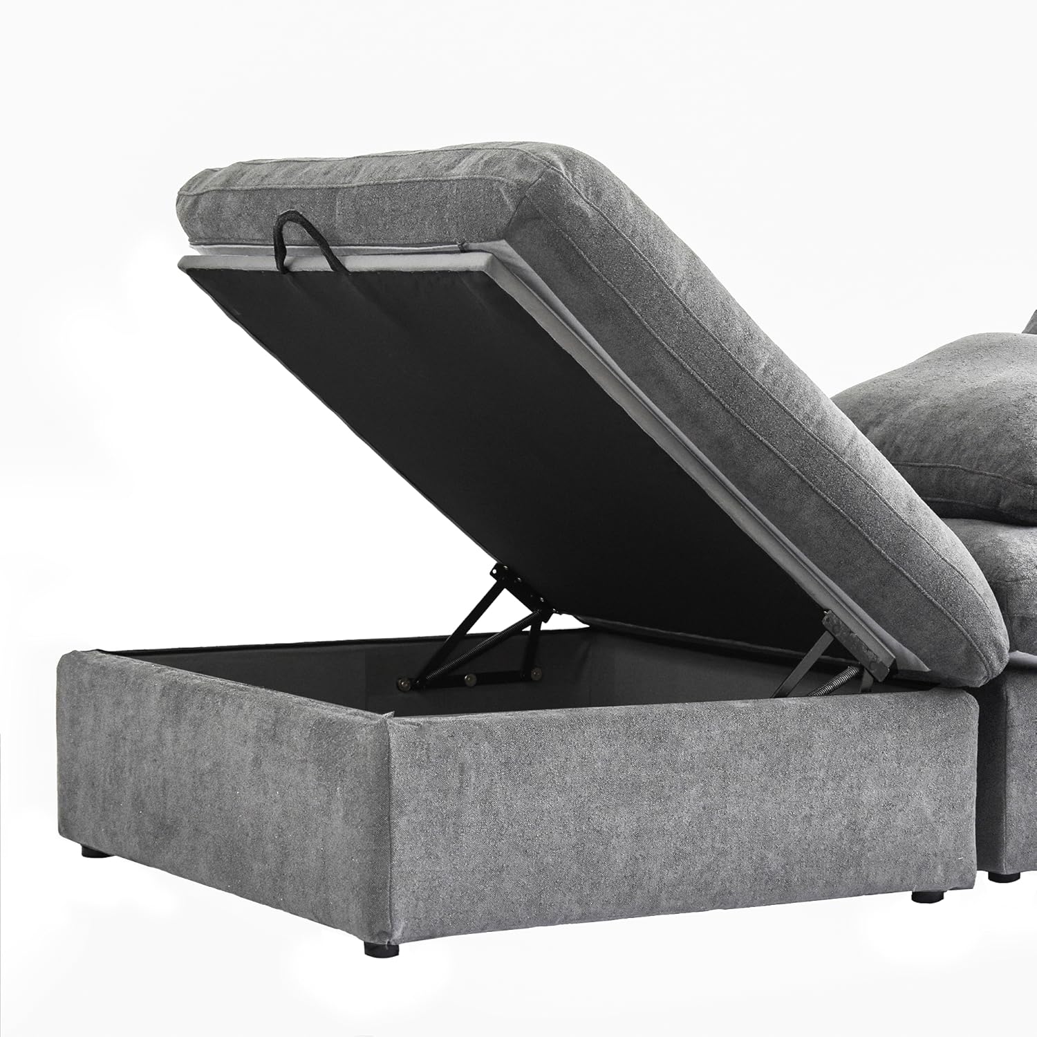 Nuvé® Solace Modular Bouclé Cloud Sofa - Space Grey - 2-Seater Sectional Sofa with Ottoman - Image 8