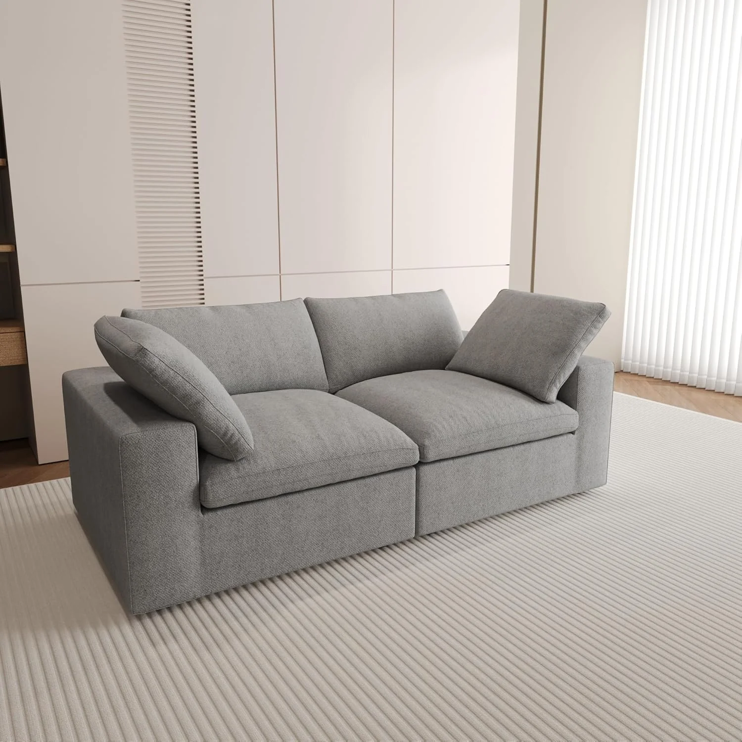 Nuvé® Solace Modular Bouclé Cloud Sofa - Space Grey - 2-Seater Sofa