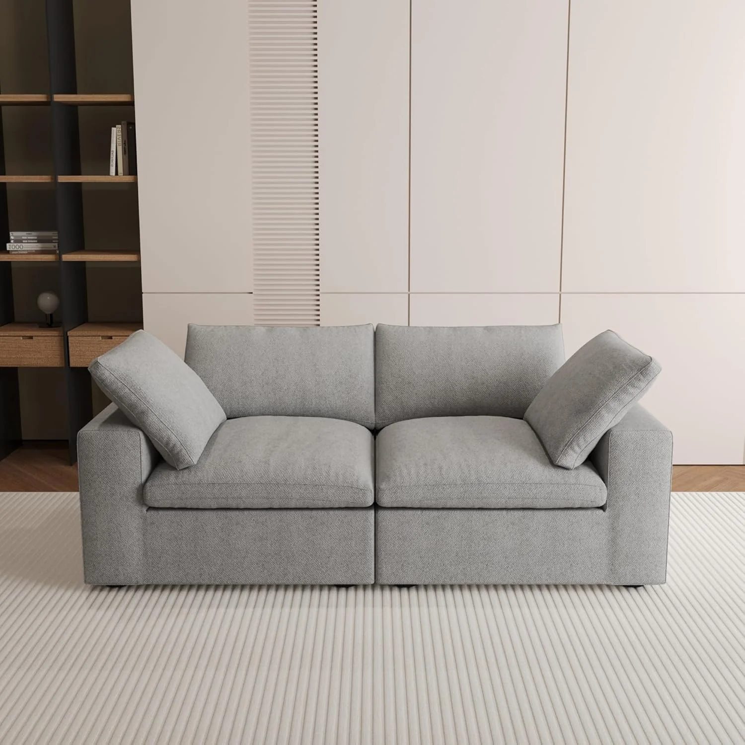 Nuvé® Solace Modular Bouclé Cloud Sofa - Space Grey - 2-Seater Sofa - Image 2