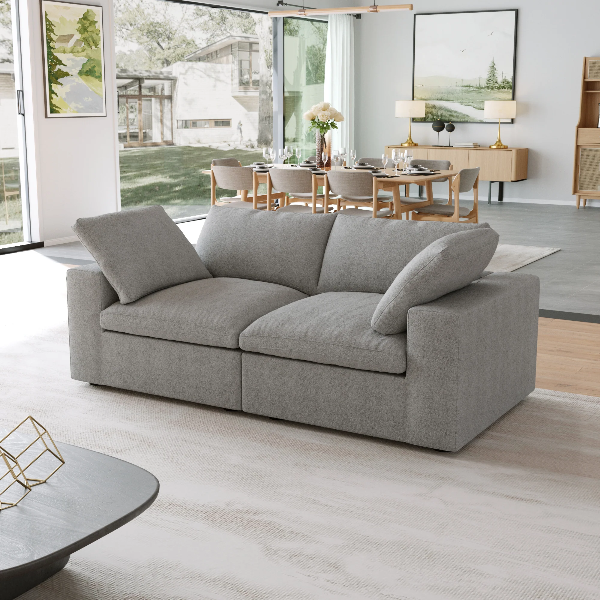 Nuvé® Solace Modular Bouclé Cloud Sofa - Space Grey - 2-Seater Sofa - Image 3